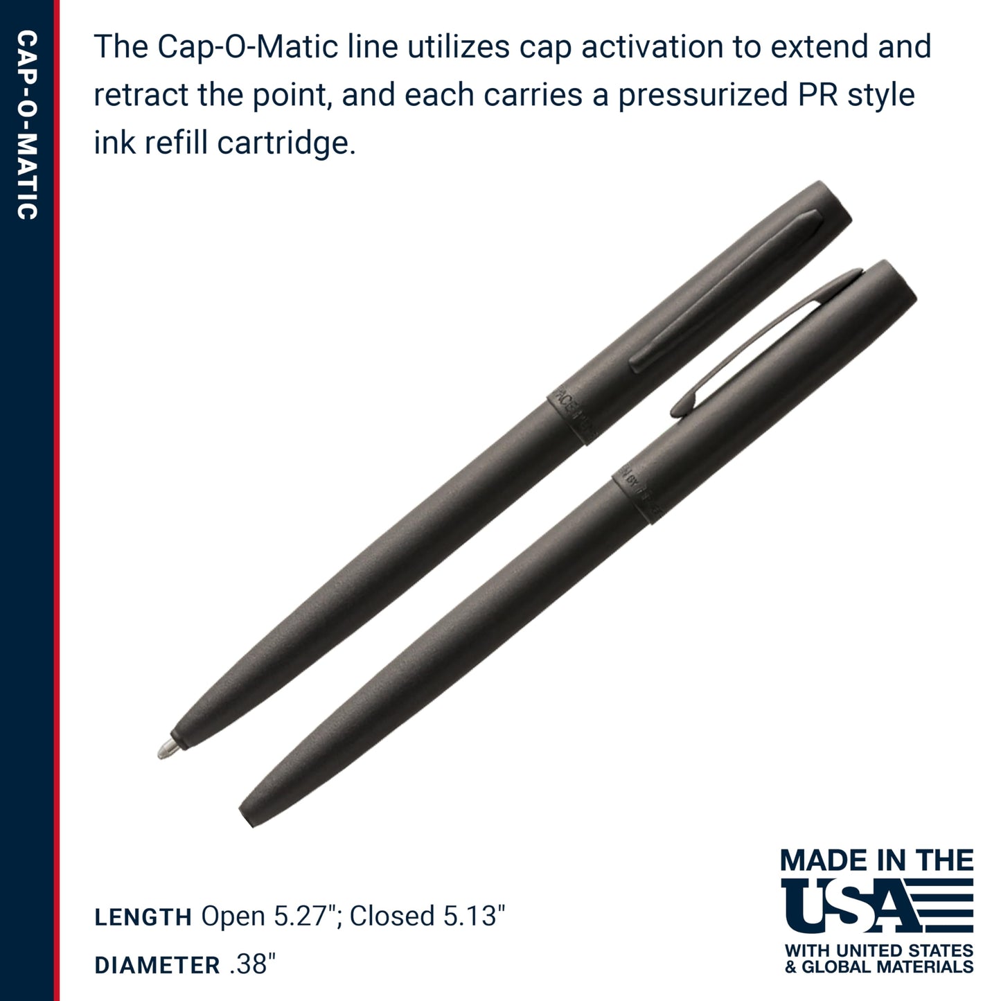 Fisher Space Pen Non-Reflective Military Cap-O-Matic Space Pen, Matte Black (M4B)