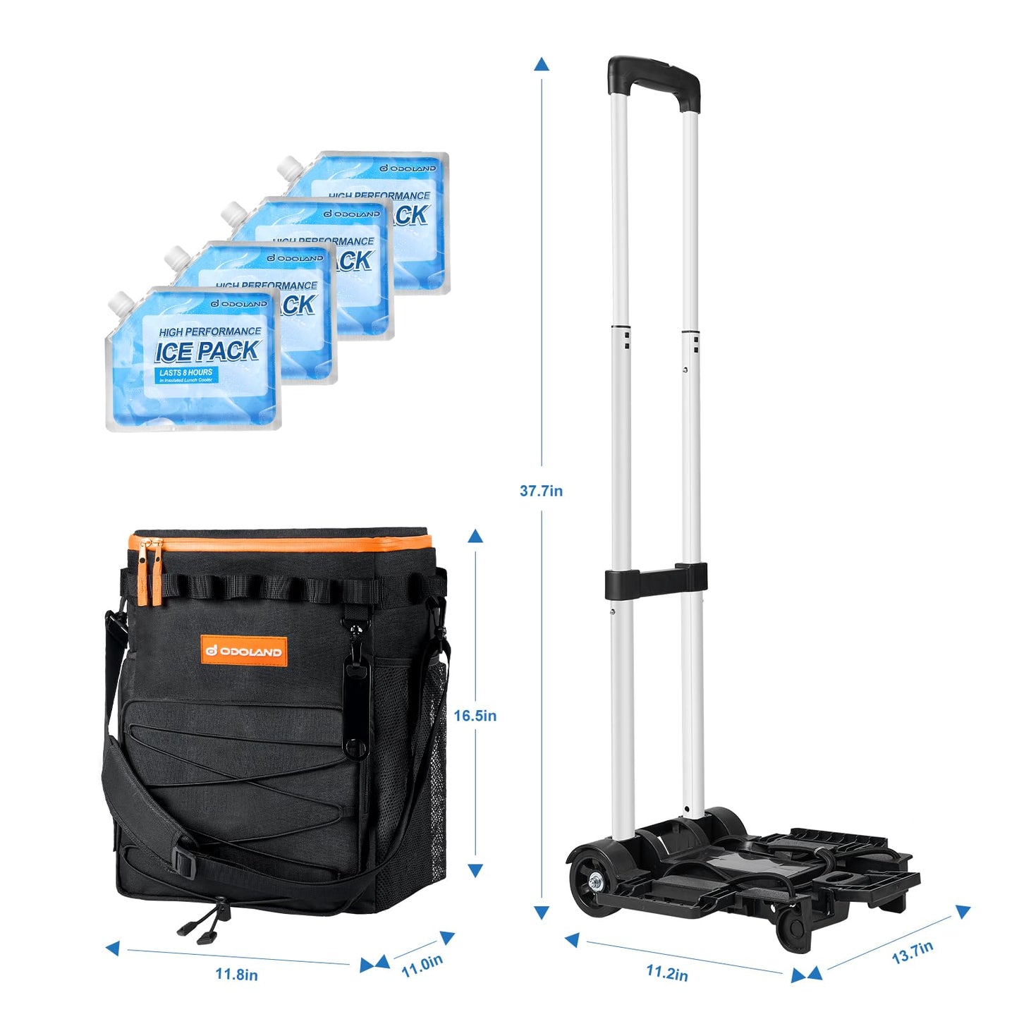 Odoland 48-Can Large Camping Cooler with Wheels, Leakproof Insulated Soft Cooler Bag with Stable All-Terrain Cart and Handle Collapsible for Camping Cooler Beach Travel Picnic