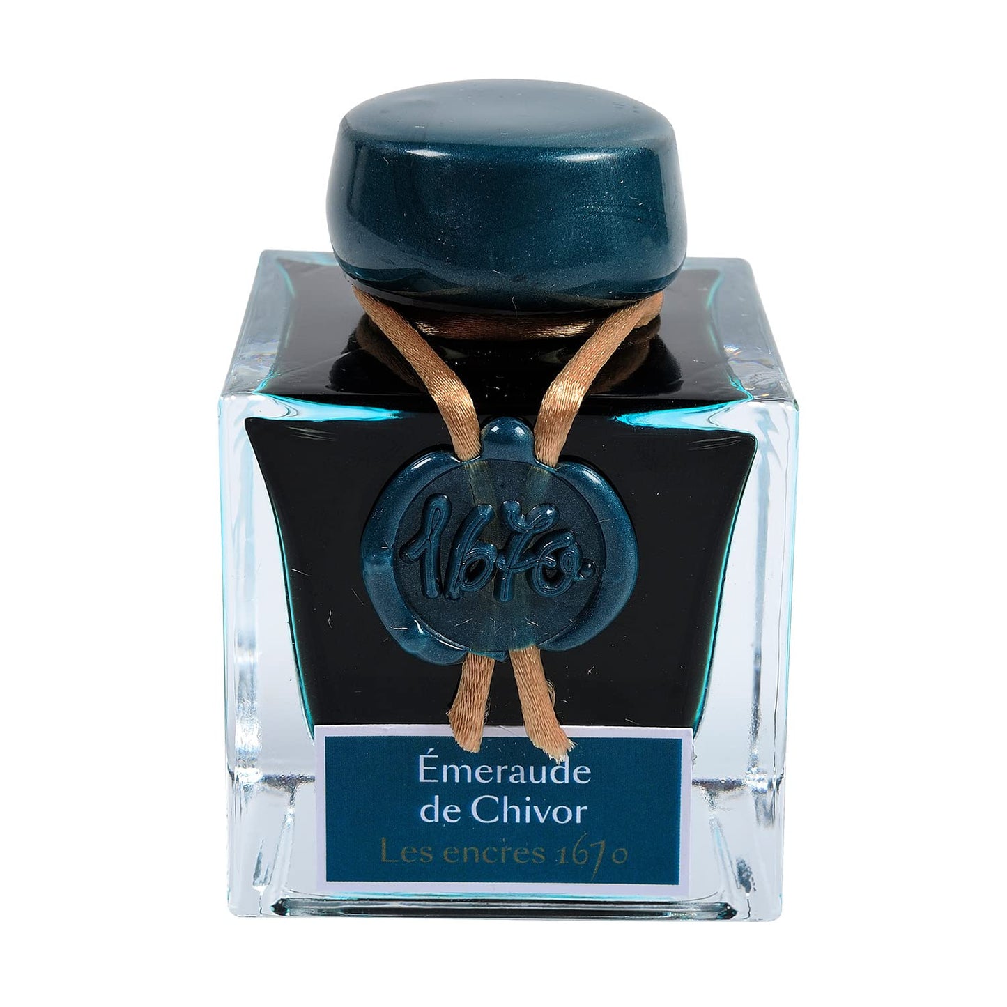 Jacques Herbin - Ref 15035JT - Ink for Fountain Pens & Rollerball Pens - Émeraude de Chivor/Emerald of Chivor - 50ml Bottle - '1670' Jacques Herbin Prestige Collection - Blue-Coloured Ink