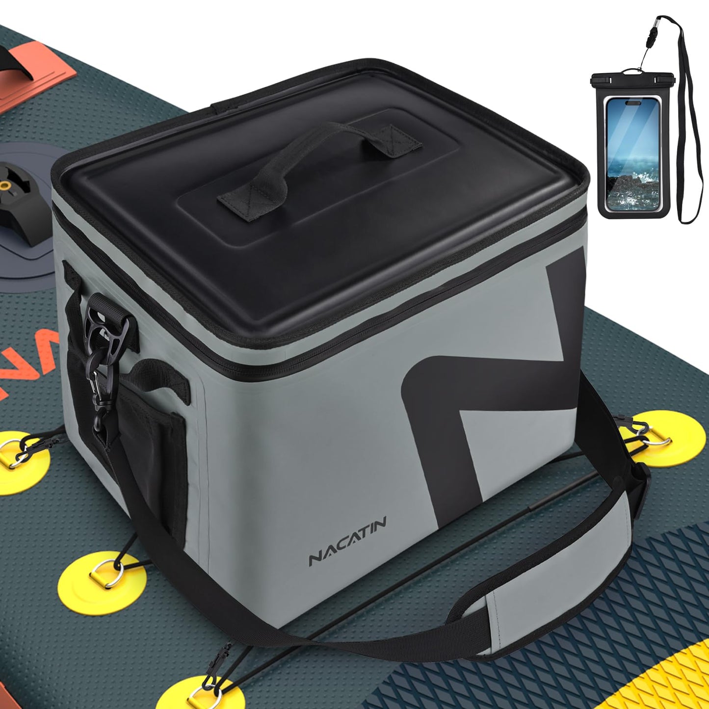 Cooler Bag, Large 5-Layer Leakproof Insulated Cooler with Bottle Opener, Removable Inner Liner Cooler Bag for Travel, Camping, Picnic, Paddle Board