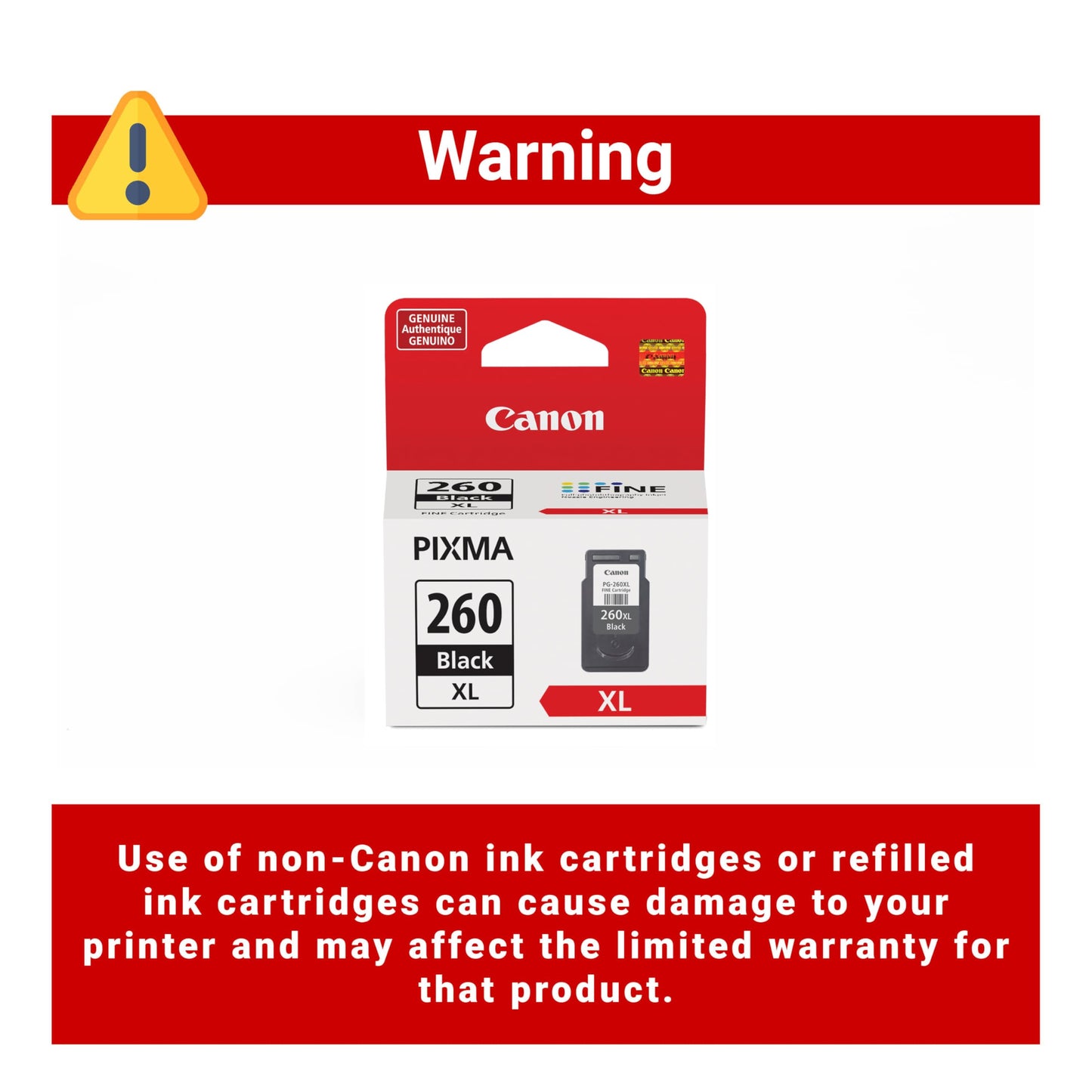 Canon Genuine PG-260XL Black Ink Cartridge