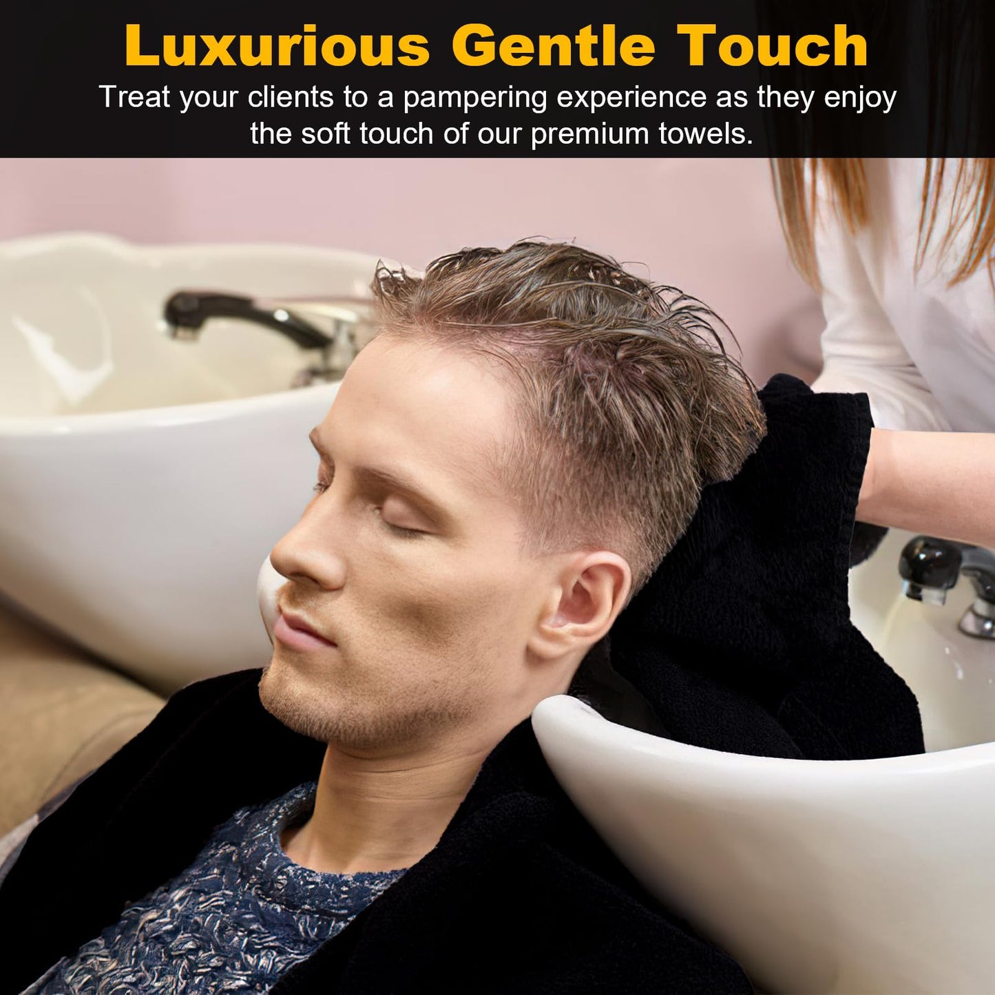 24 Pack Salon Towels, Microfiber Barber Towel Bulk, (16x29 inches) Hair-Drying Cloth Super Soft Black Hand Cloths for Gym, Bath, Spa Use and Home Beauty Care (Not Bleach Proof)