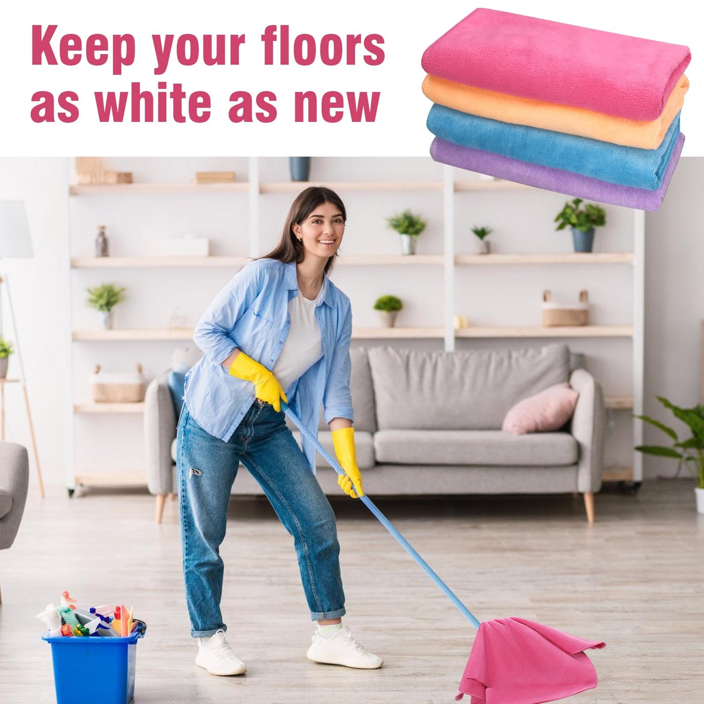 Olutacot 4 Pcs Multicolor Extra Large Microfiber Cleaning Cloth 30 x 20 Inch Reusable Thick Cleaning Towel Washable Solid Color Microfiber Towel for Home Office Window Cars Glass