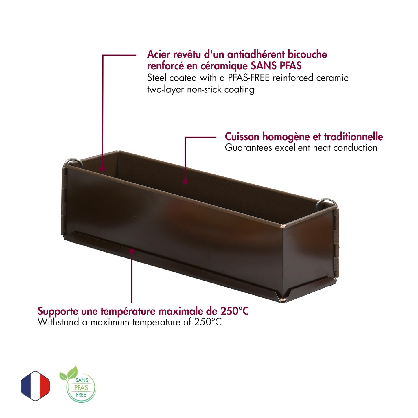 GOBEL Long Pate Mold – Non-Stick – Removable Bottom – 15 3/4" x 3 1/8"
