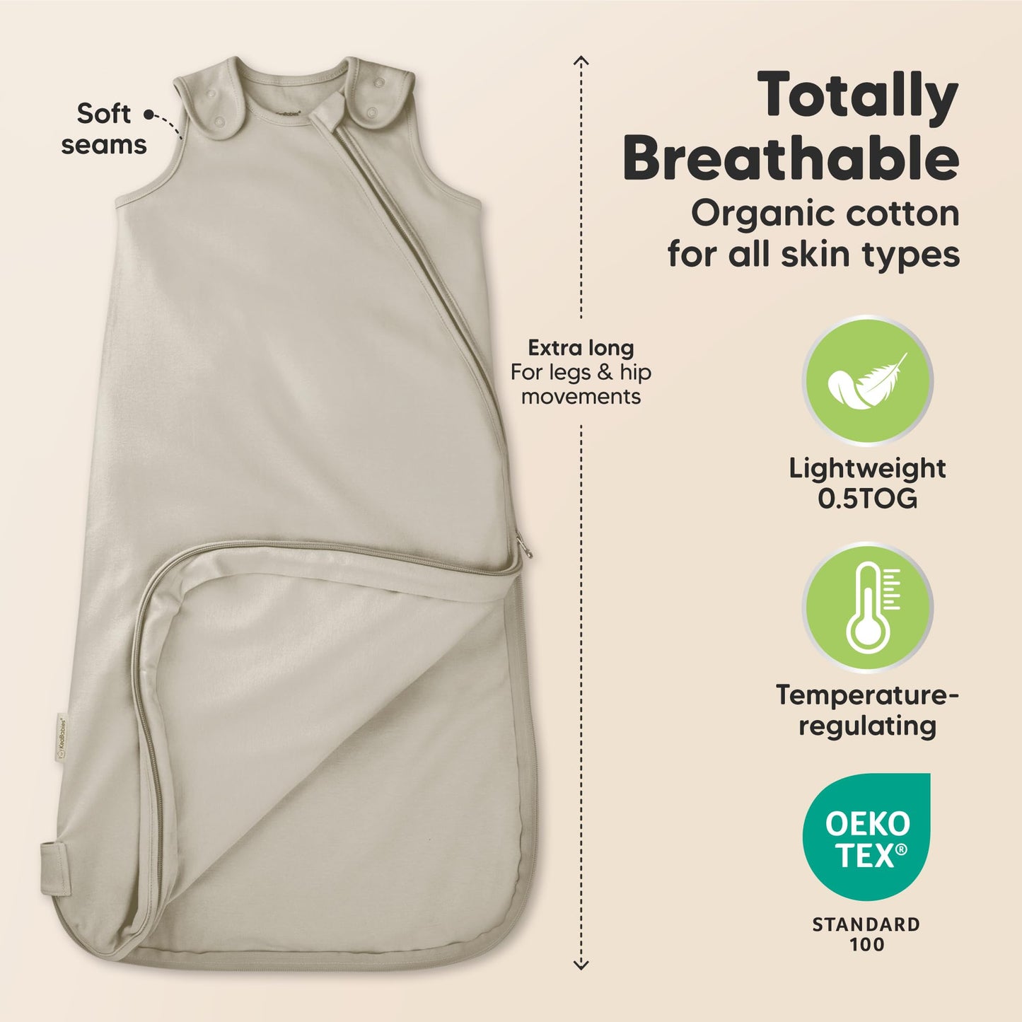 2-Pack Organic Baby Sleep Sacks, 100% Cotton - Soft & Breathable 0.5TOG Baby Wearable Blanket, Toddler Sleeping Sack 6-18 months, Easy to Wear Transitional Swaddles for Newborns, Infants (Nordic, M)