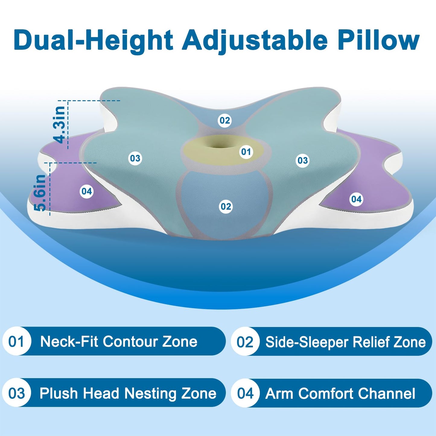 Sleep Apnea Pillow with Neck Pain & Snoring Relief -Orthopedic Cervical Pillow, Ergonomic Contour Memory Foam Pillow for Side,Back,Stomach Sleepers,Dreamers (Gray)