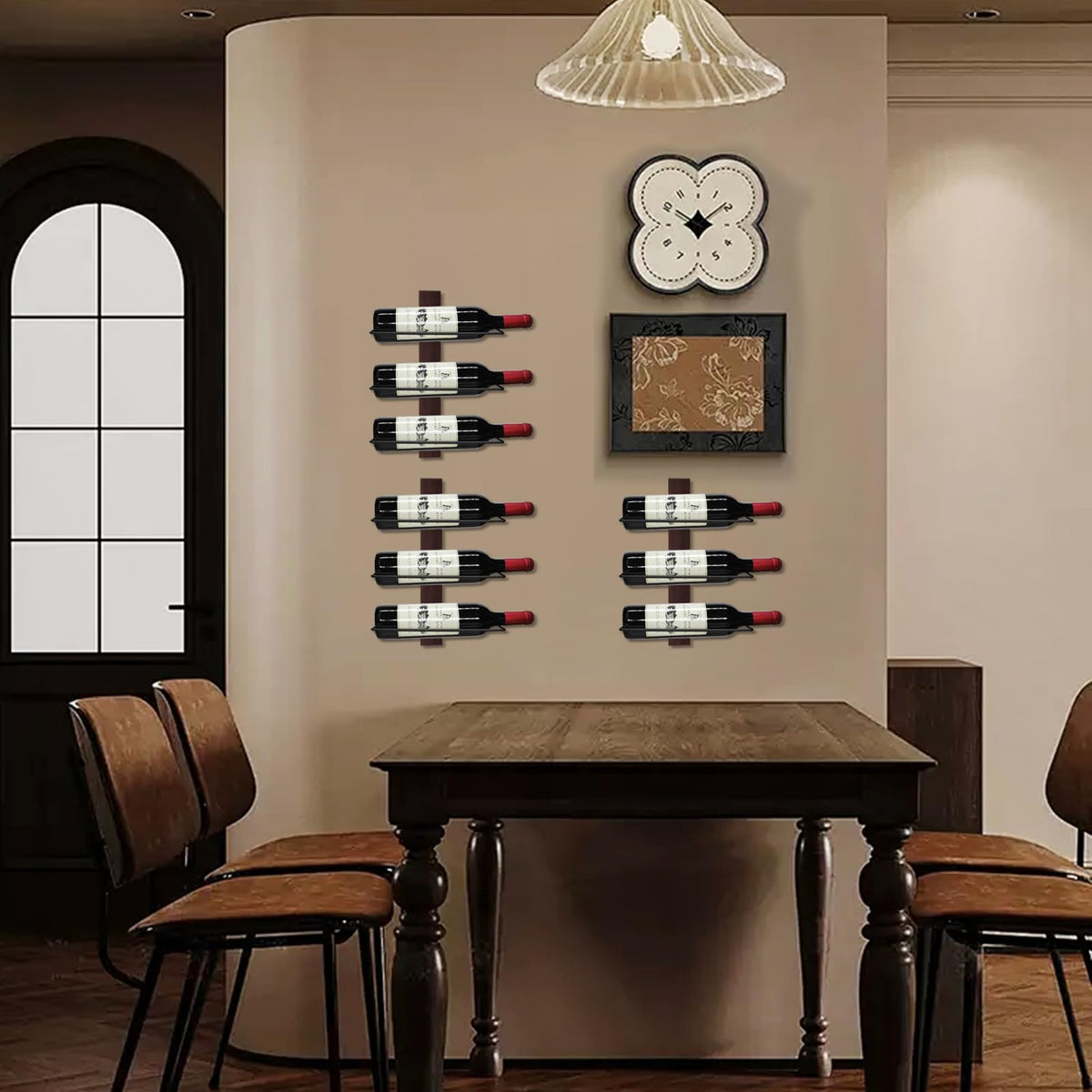 AGJIDSO Wine Rack Wall Mounted, 9 Bottles Vertical Wine Bottle Rack Wall Mounted,Solid Wood Wine Racks for Wall,Wall Hanging Wine Racks for Wine Bottles, Corner Wine Rack Wall Mounted for Kitchen,Bar
