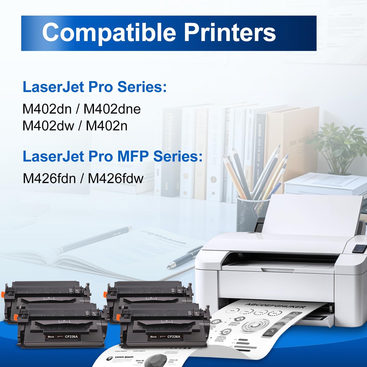 InkNI Compatible 26A Toner Cartridge Replacement for HP 26A 26X CF226A CF226X Toner Cartridge|Compatible for HP LaserJet Pro M402dn, M402dne, M402dw, M402n,MFP M426fdn, M426fdw Printer (Black, 4-Pack)