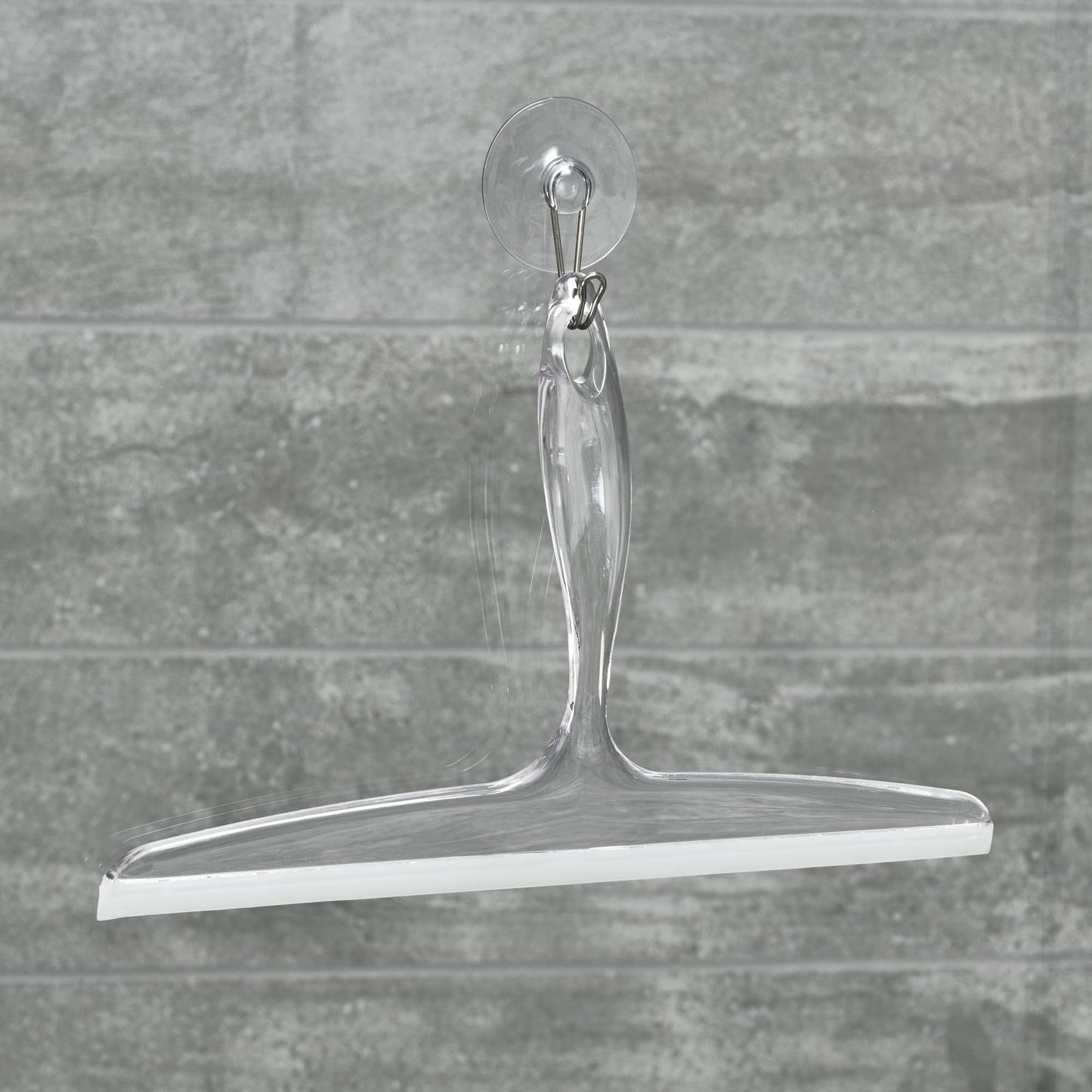 iDesign Plastic Bathroom Squeegee with Suction Hook Holder, Clear, 12-Inch (Pack of 1)