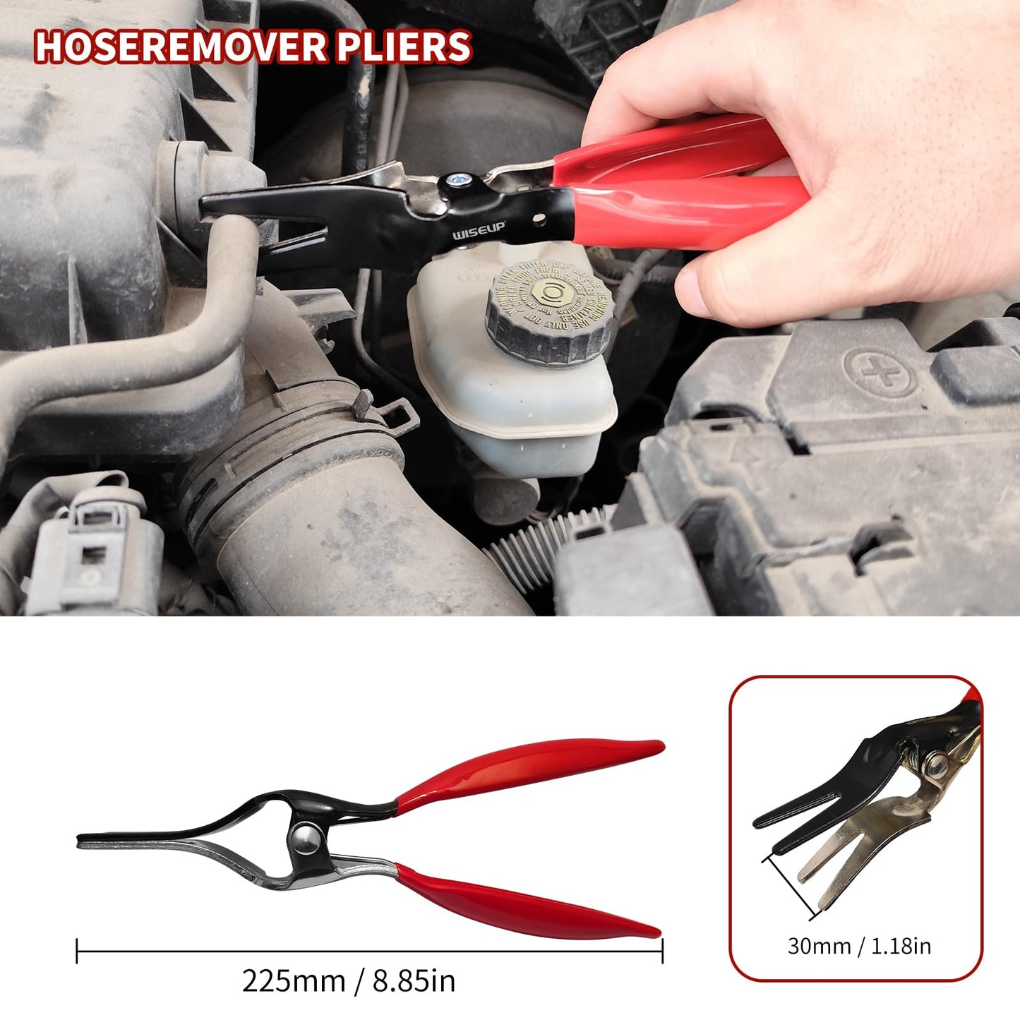 WISEUP Fuel Line Pliers Set, electrical disconnect pliers, hose removal pliers, Hose Clamp Pliers, push pin pliers, 9 Inch Fuel Filter Caliper Set for Auto Maintenance (8 pcs)