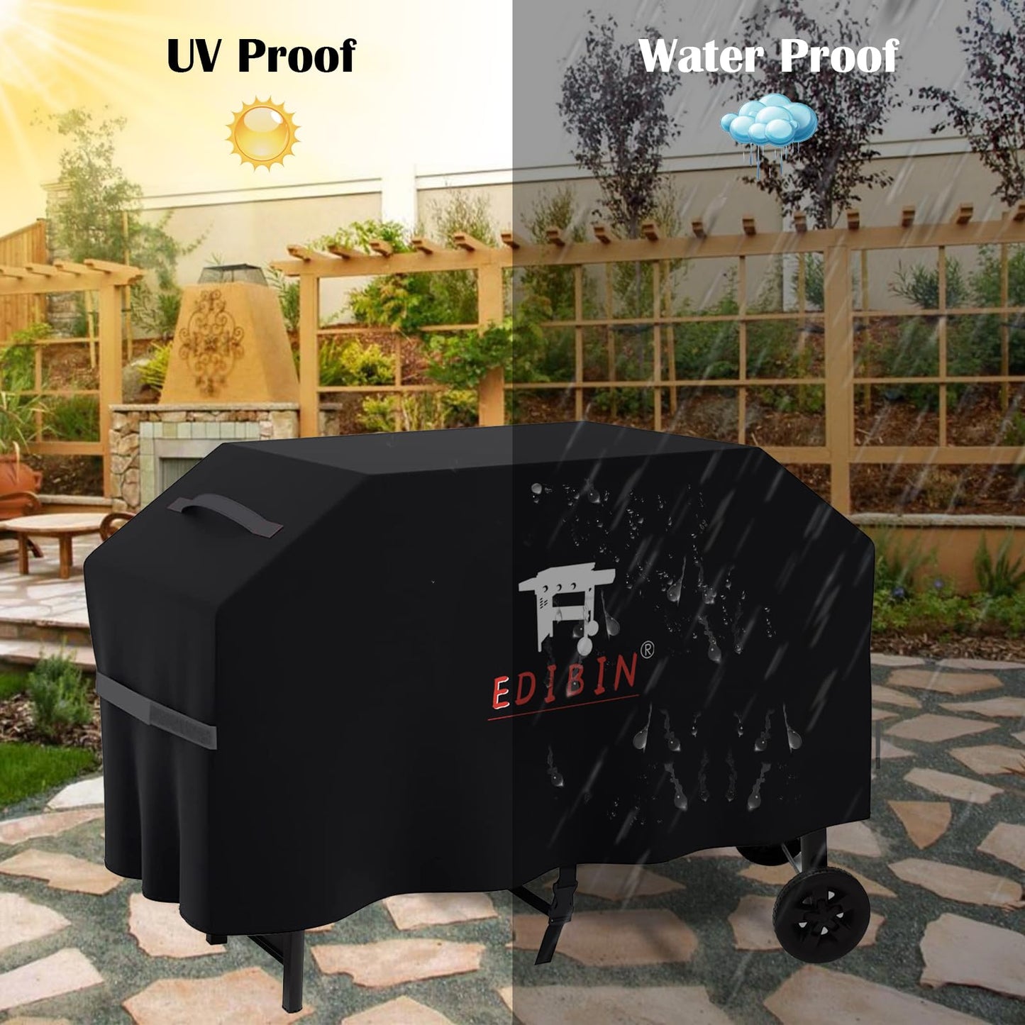 EDIBIN 28” Griddle Cover for Weber 28 Inch Griddle, Heavy Duty Waterproof, Black