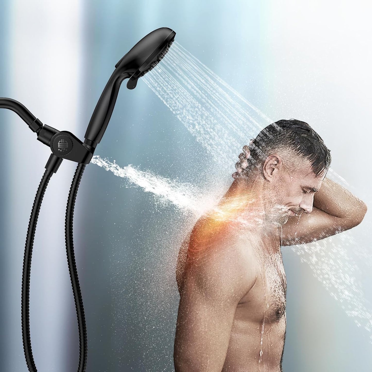 Filtered Shower Head with Handheld Combo Matte Black - Dual 2-in-1 Spa System with Massage Shower Head and 10 Modes Hand Held Shower Head, High Pressure Shower Head, Built in Power Wash Mode