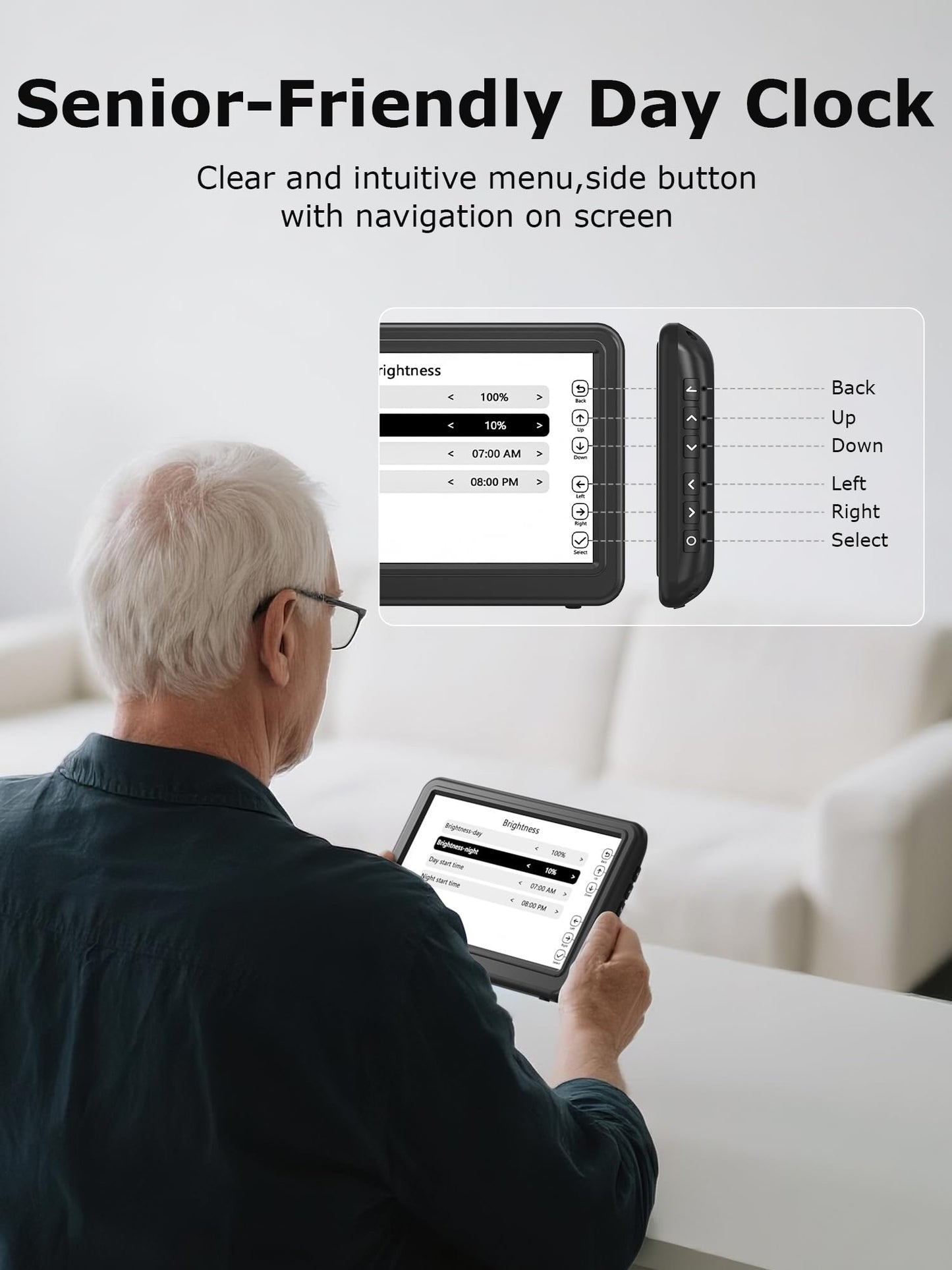 Dementia Clock for Seniors with 20 Alarms & 20 Reminders, 12 Themes, 18 Alarm Sounds, 10-Level Dimmer with Sleep Mode, Digital Calendar Day Clock, Dementia Clock with Date and Time for Elderly