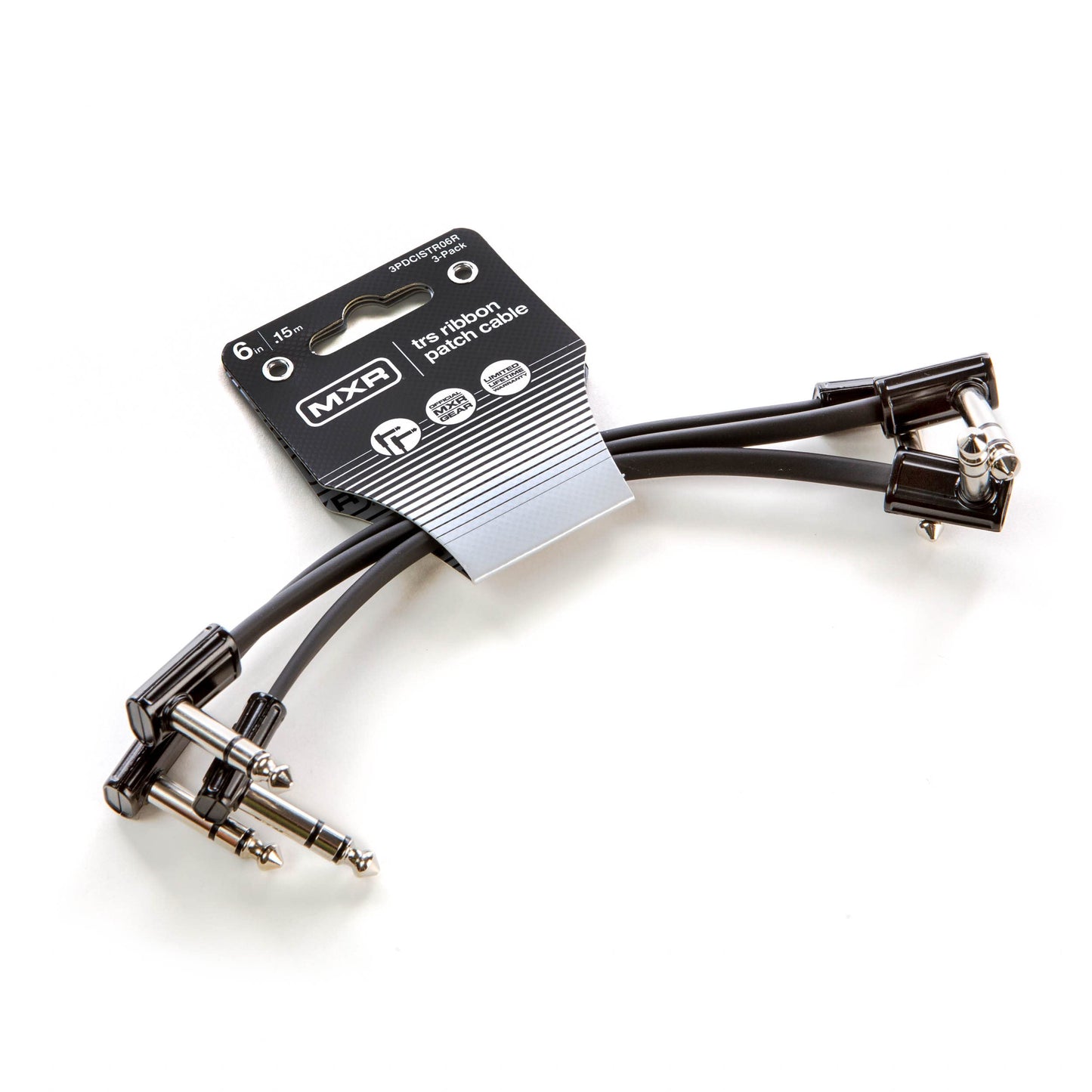 JIM DUNLOP (3PDCISTR06), 1/4-Inch Right Angle MXR Ribbon TRS Patch Cable 6 in|15 cm-3 Pack (3PDCISTR06R)