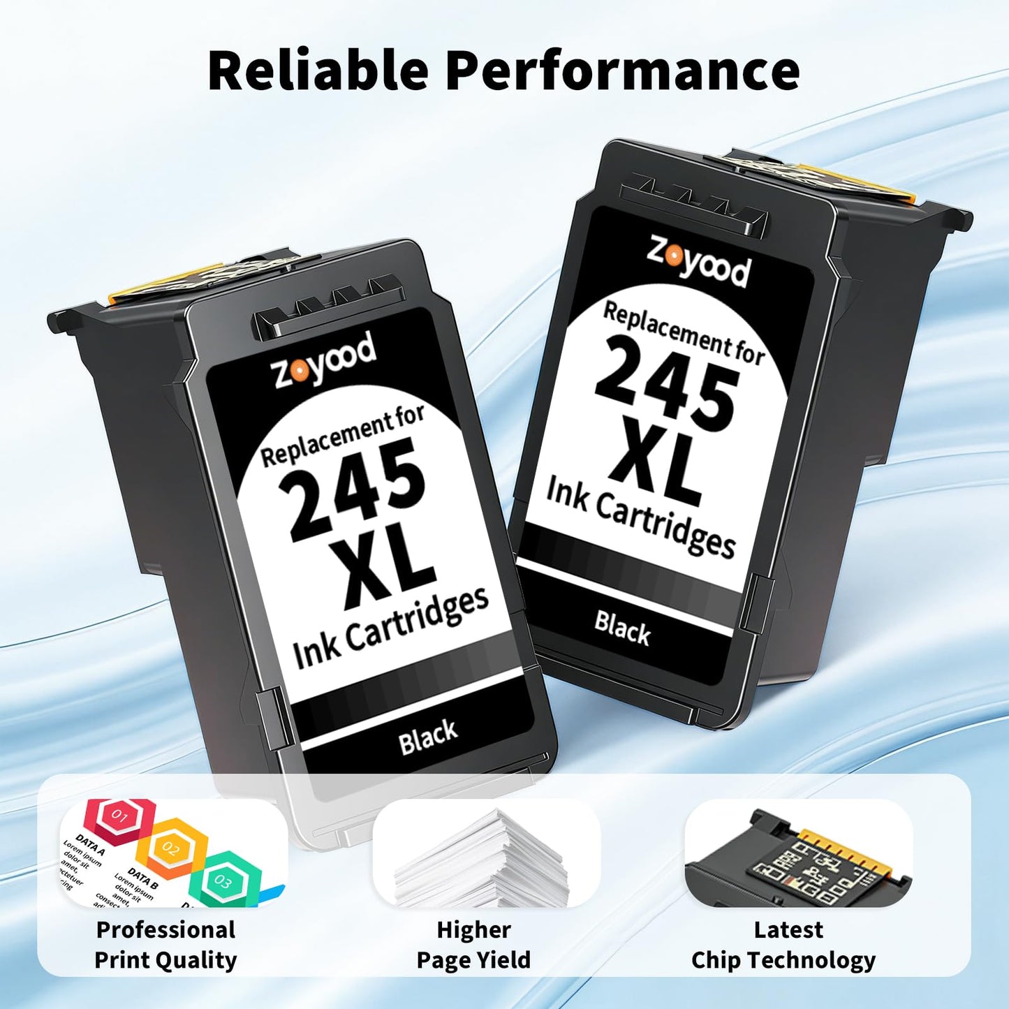 Zoyood Remanufactured Canon 245XL 246XL Ink Cartridge Replacement for Canon PG-245XL CL-246XL Ink cartridges Compatible with Pixma MG3029 TR4522 TS3320 MX492 IP2820 TS302 Printer (1 Black, 1 Color)