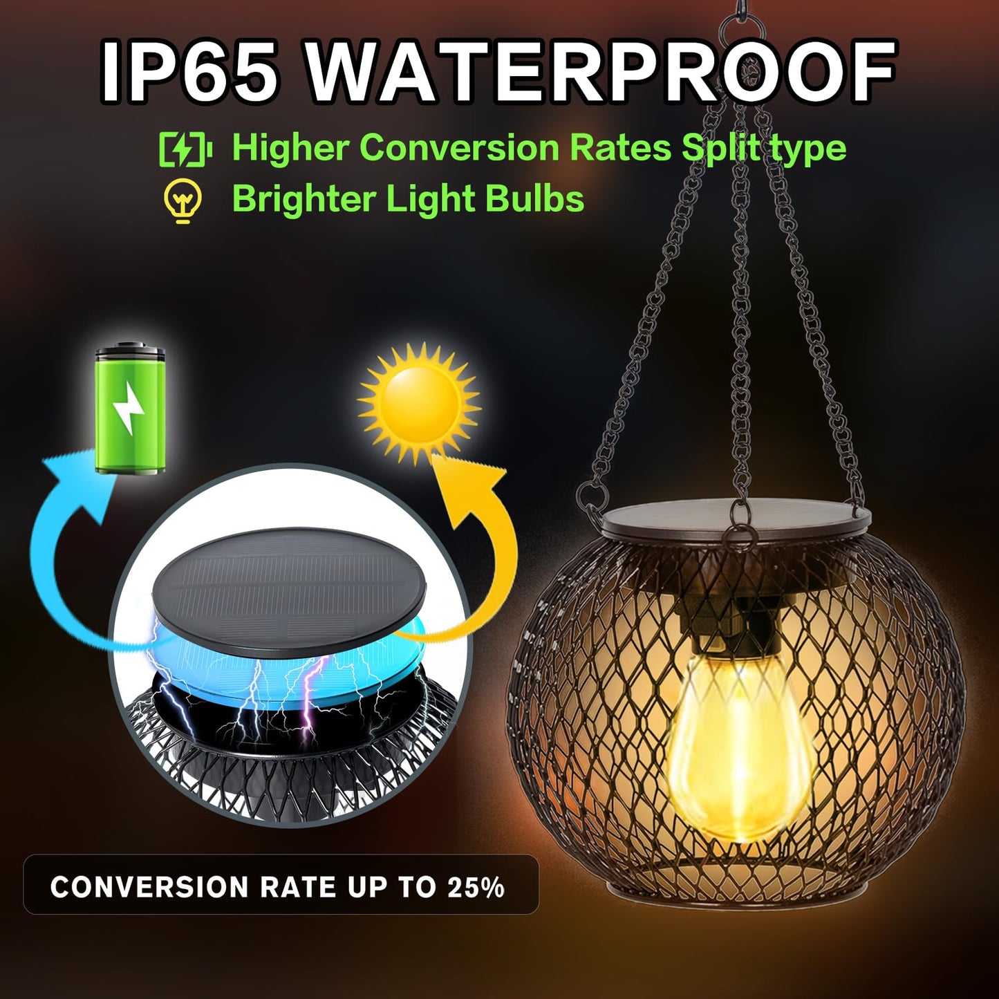 SyouHome Solar Lanterns Outdoor, 4 Pack Brighter Metal Solar Hanging Lanterns, IP65 Waterproof Solar Lights Outdoor, Gardening Gifts & Decor for Garden Yard Patio Pathway