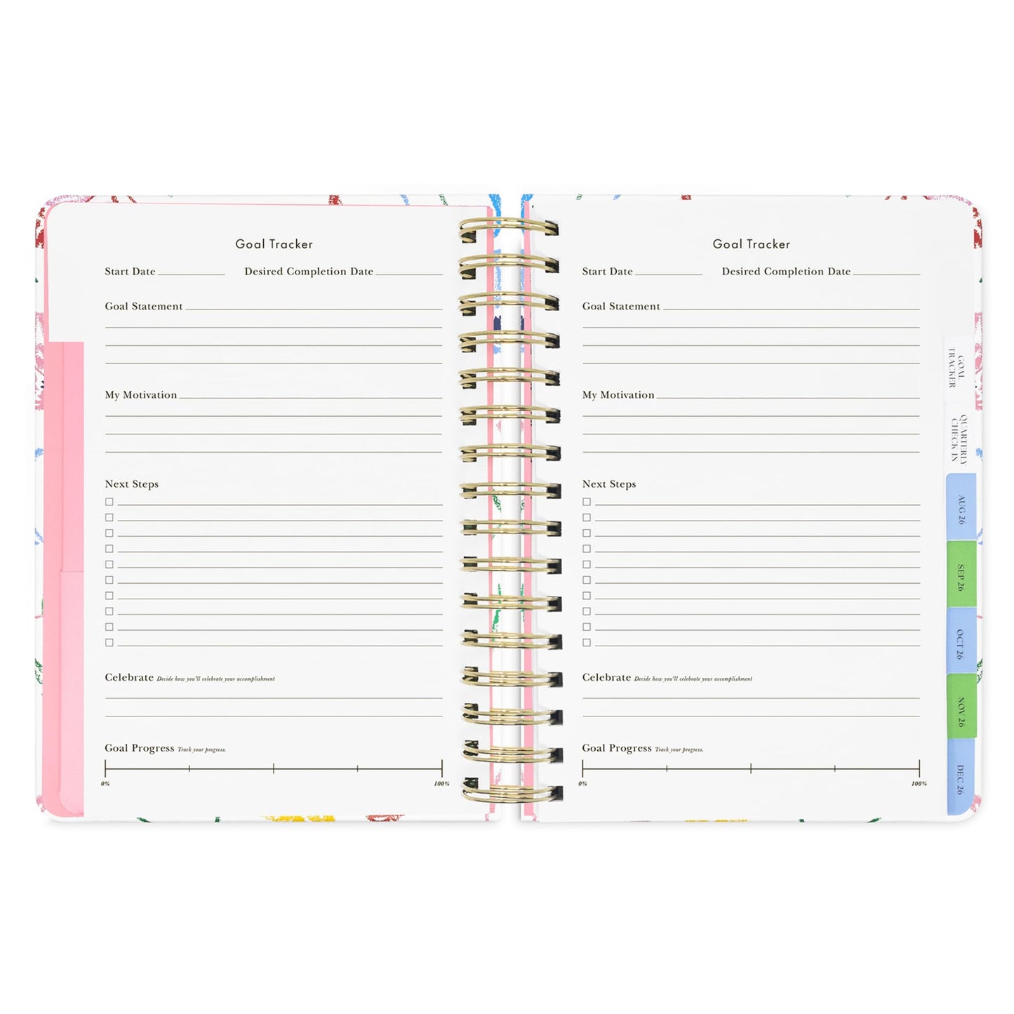 kate spade new york Large Planner 8.5" x 7.25" Spiral Bound Agenda with Monthly & Weekly Layouts, Goal Tracker, Vacation Planner, Stickers, Tabs, Elastic Closure & Pocket August 2026-December 2027