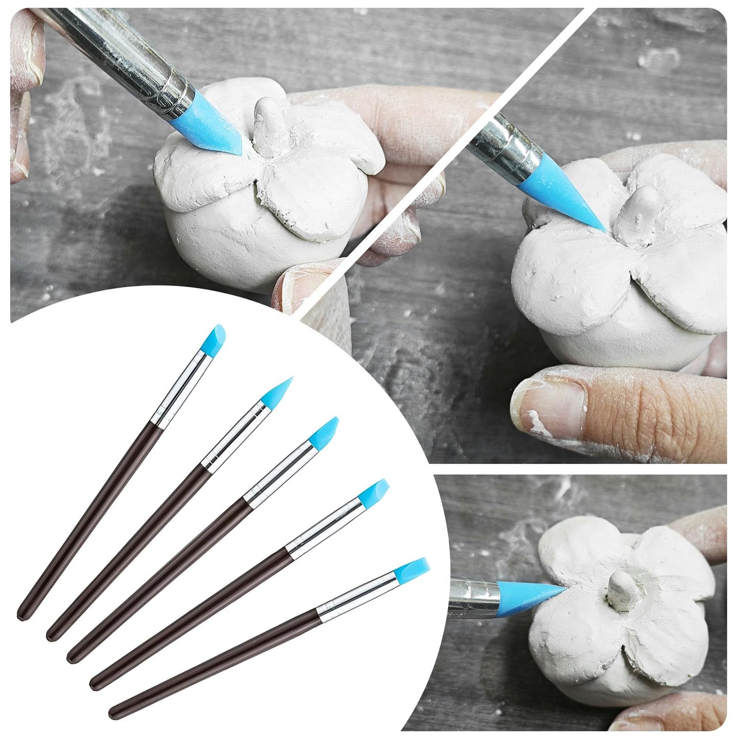 EIGTWEN 100ml Air Dry Clay Glaze and 29pcs Clay Tools Kit, Gloss Airdry Varnish Protects Pottery from Surface Wear, Pottery Tools Can be Used for Stippling, Carving, Molding(Gloss)