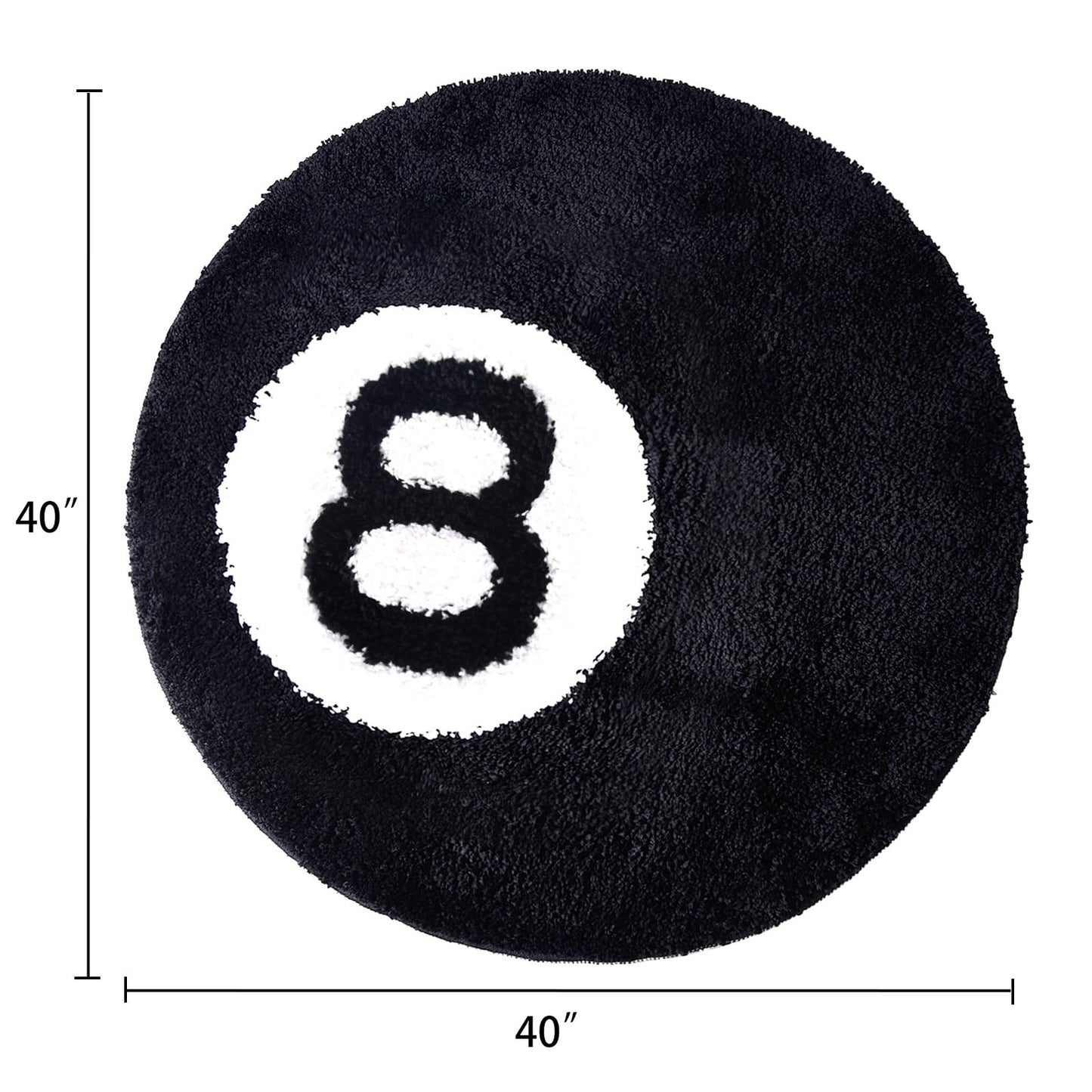 8 Ball Rug - 40 inch Black Round Carpet Billiard Pool 8 Ball Carpet, Non-Slip Flocking Floor Bath Mat for Living Room Decor, Alt Room Decor Soft Y2K Rug Hypebeast Doormat for Bedroom