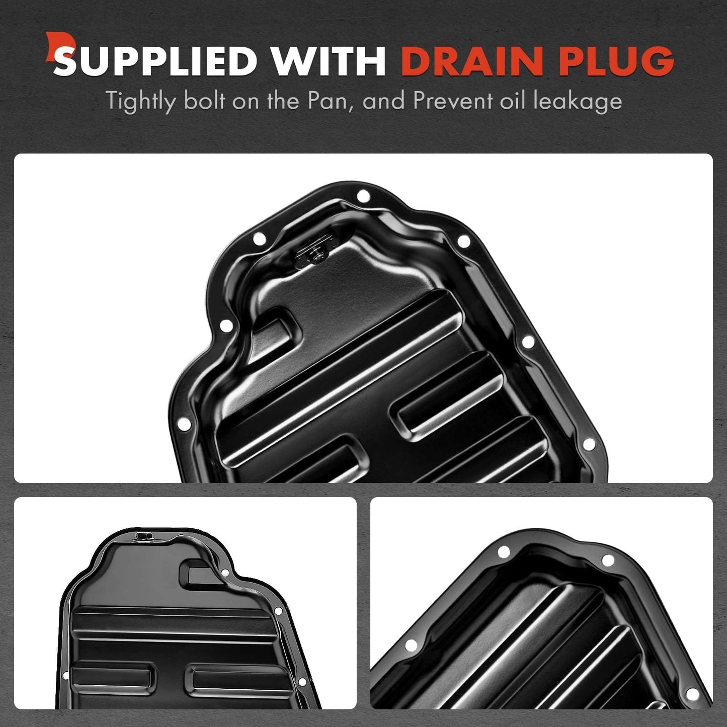 A-Premium Lower Engine Oil Pan Sump with Drain Plug Compatible with Nissan Rogue 2008-2013, Rogue Select 2014-2015, 2.5L Gas