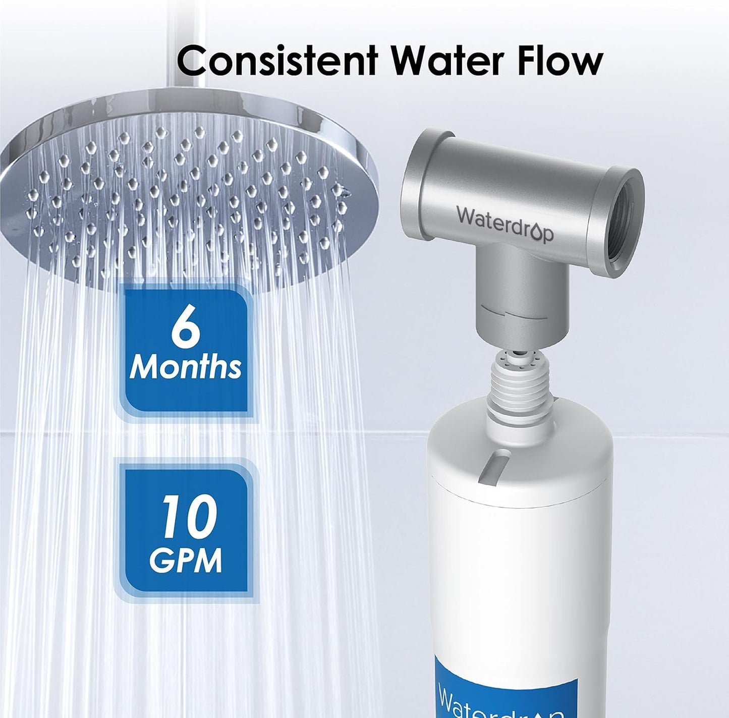 Waterdrop Whole House Scale Inhibitor Inline Water System, Replacement for Aqua-Pure AP430SS, Prevent Scale Build Up On Hot Water Heaters and Boilers, 304 Stainless Steel