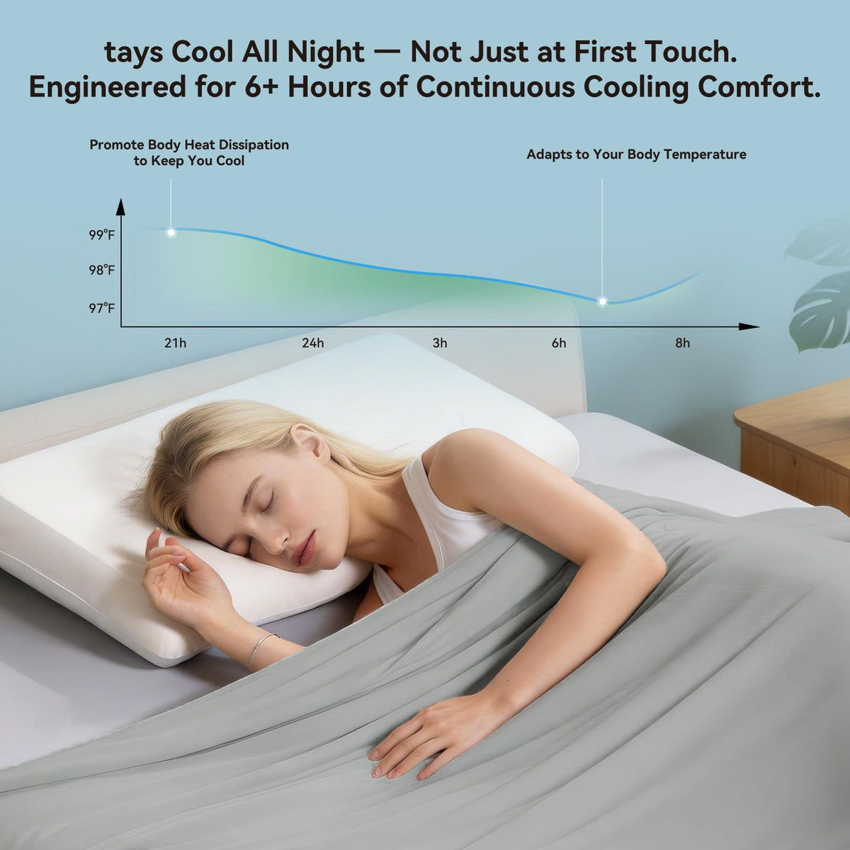 AiSleep Cooling Comforter Queen Size, Cooling Blankets for Hot Sleepers and Night Sweats, Double-Sided Cool Tech All Season Bedding, Q-Max 0.43 Breathable Silky Smooth Summer Comforter-Cool Gray