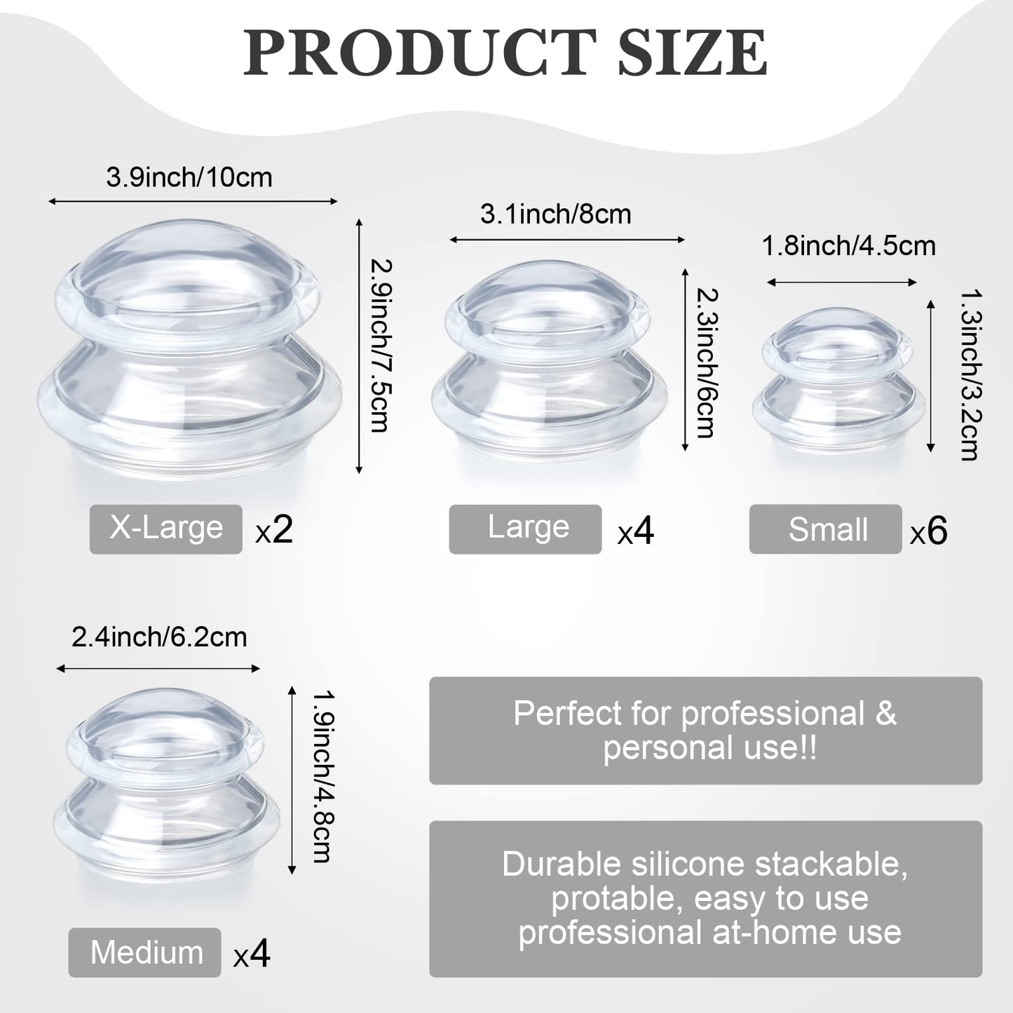 Syhood 16 Pcs 4 Sizes Cupping Therapy Set Silicone Cupping Massage Cups Professional Therapy Studio and Household Set for Cellulite Reduction Body Myofascial Muscle Nerve Joint Pain