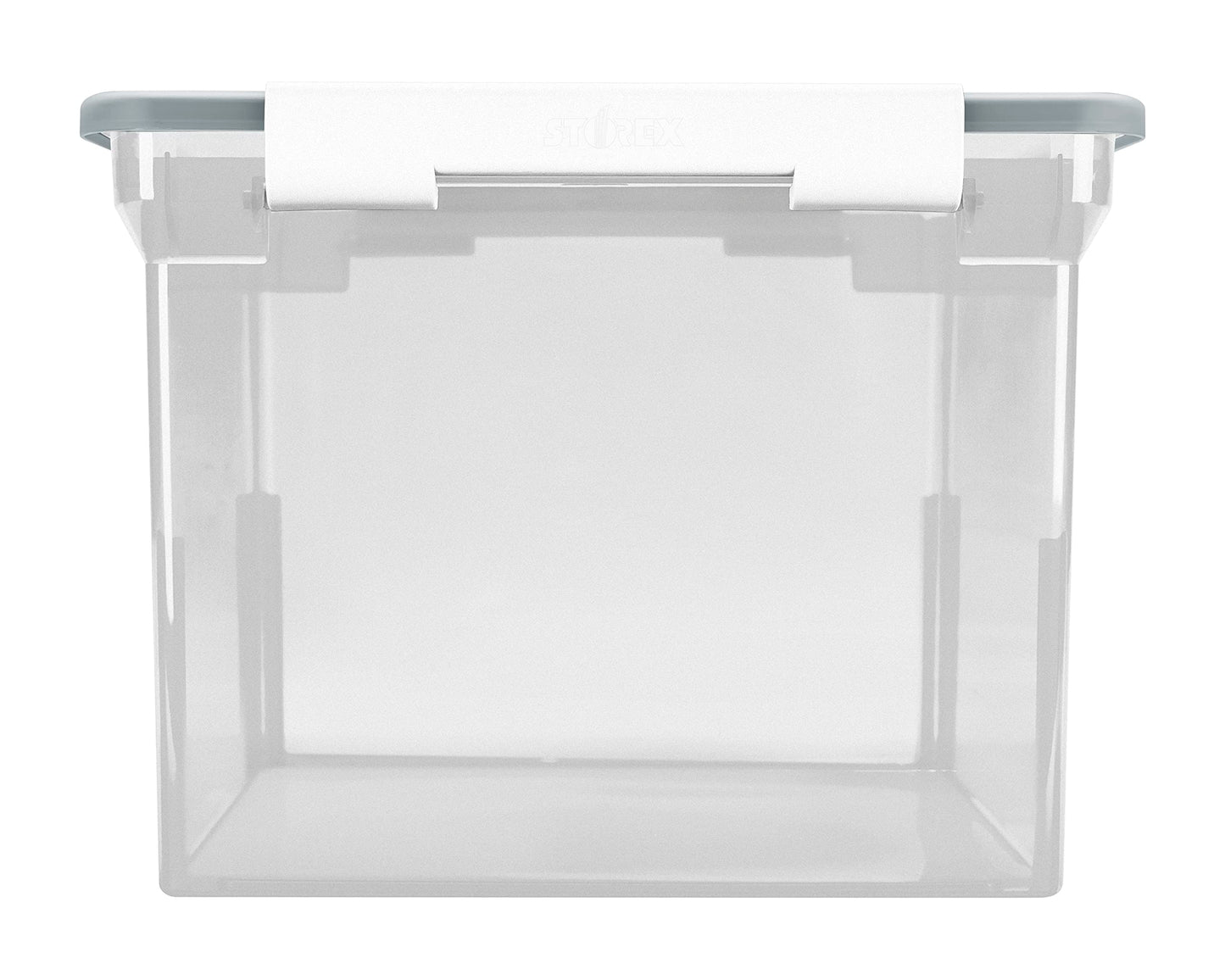 Storex Letter/Legal File Tote with Locking Handle, Clear/Silver (61530U01C)