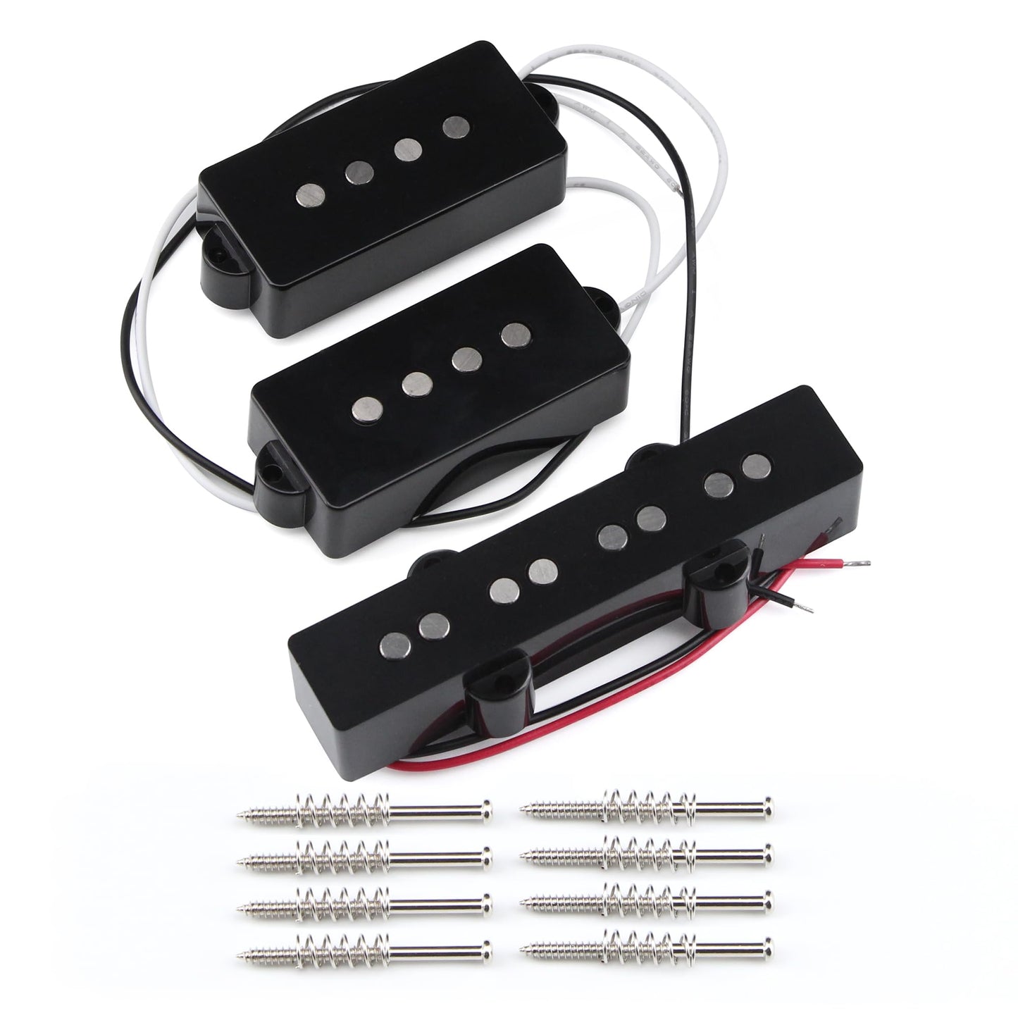 FLEOR Alnico 5 PJ Bass Pickups Neck Bridge Pickups Set for 4-String PB JB Bass Electric Bass