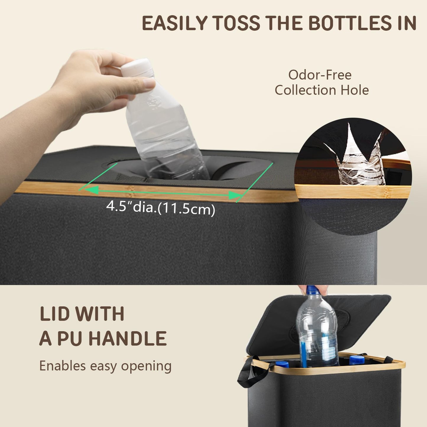 Recycling Bin for Kitchen Large 27 Gallon 103L Bin with 2 Removable Reusable Inner Bag,Large Indoor Home Recycling Bin for Bottle Can Glass Waste Plastics