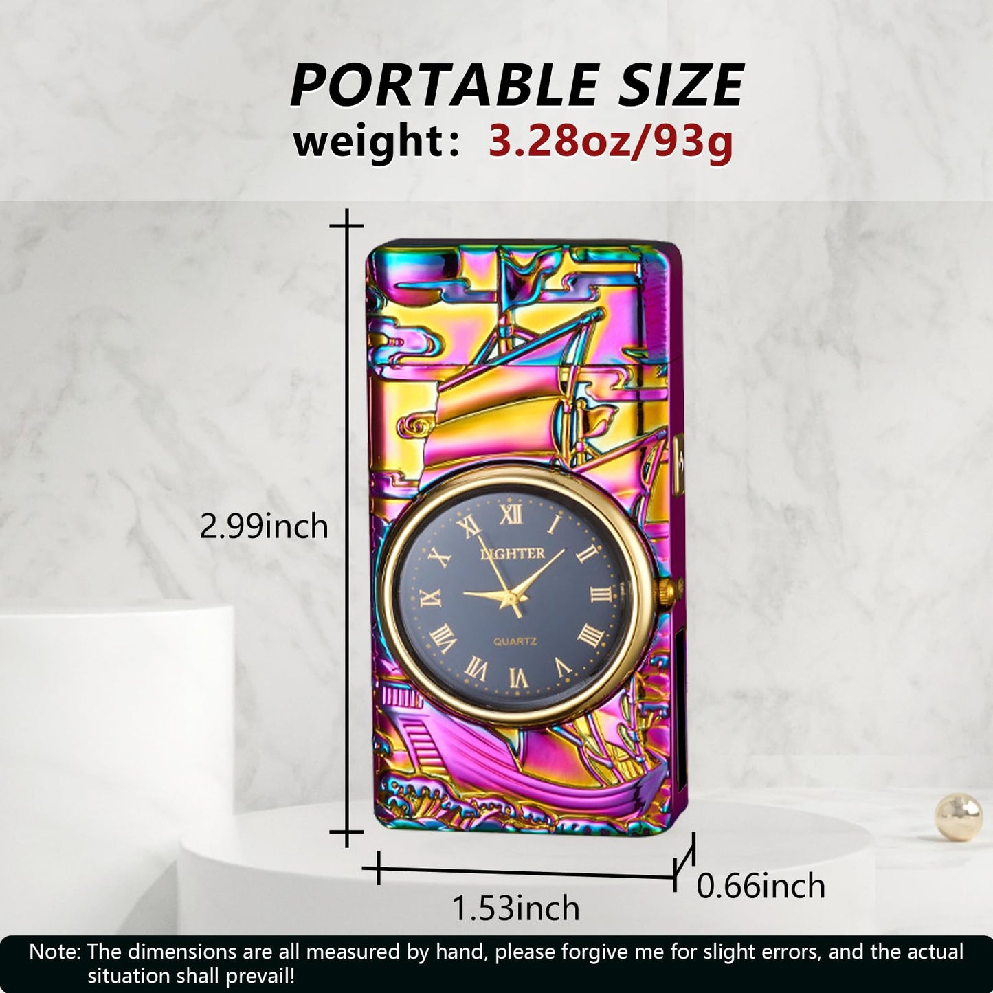 BABOBIU Electric Lighter Cool Lighter Windproof Flameless Candle Lighter USB Rechargeable Lighter with Cool Clock dial Gift for Men, Boyfriend, Husband (Colorful)