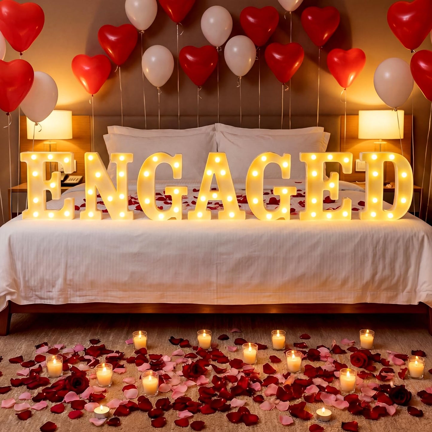 Engagement Party Decorations, 8.3 Inch Engaged Light Up Letters Sign, Large Engaged Table Decoration for Engagement Wedding Bridal Shower