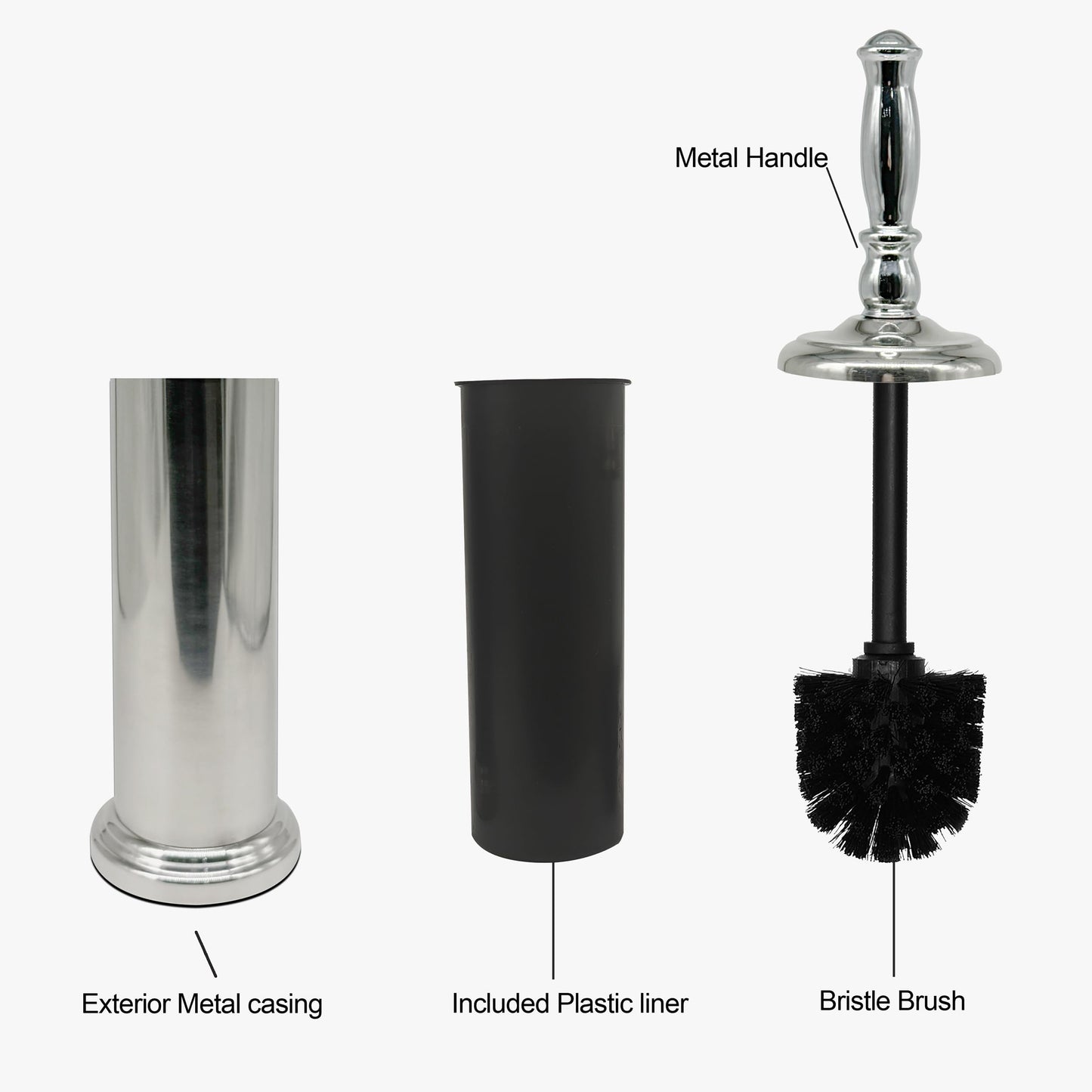 Indecor Home Metal Toilet Bowl Brush with Holder Premium Bathroom Cleaning Set Rustproof Hygienic Durable Elegant Finish