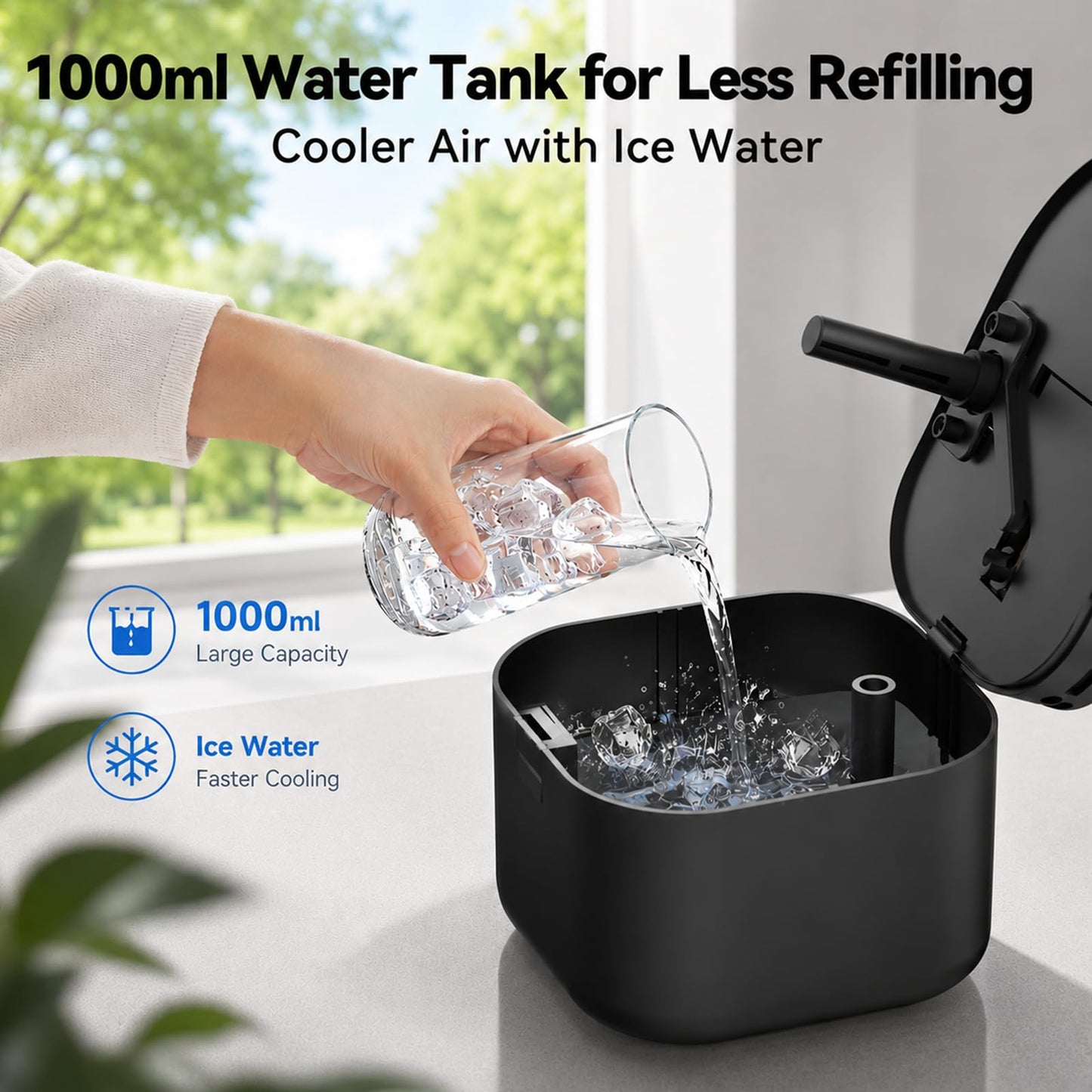 Portable Air Conditioner, 4-in-1 Mini Small Air Conditioner Evaporative Air Cooler Fan with 1000ml Water Tank, 3 Speeds & 7 LED Lights, Personal Mini AC with Timer for Bedroom, Desktop, Home, Office
