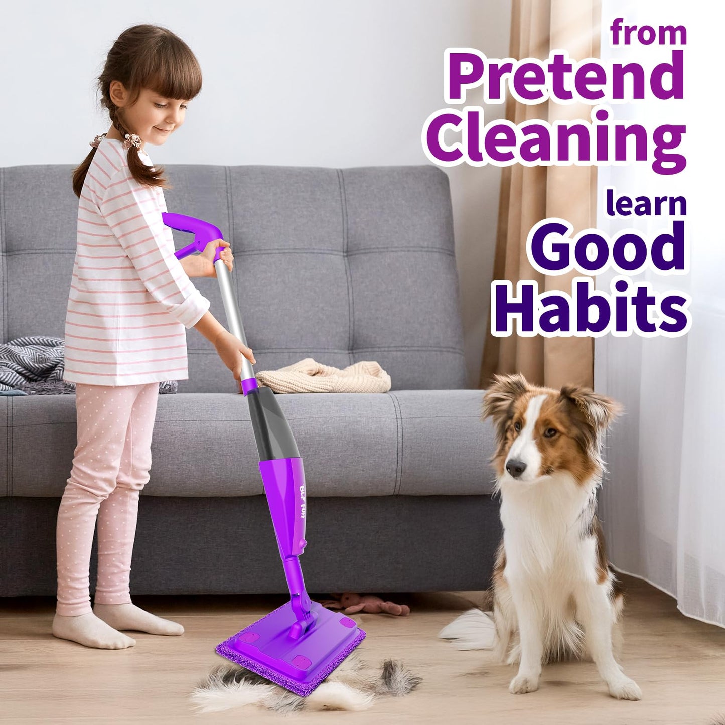 lisfiva Pretend Play Spray Mop for Floors Toddler Housekeeping Cleaning Set for Aged 3+, Kid Toddler Montessori Toys for 3 4 5 6 Year Old Boys, 3 4 5 6 7 8 Year Old Girl Gifts Ideas