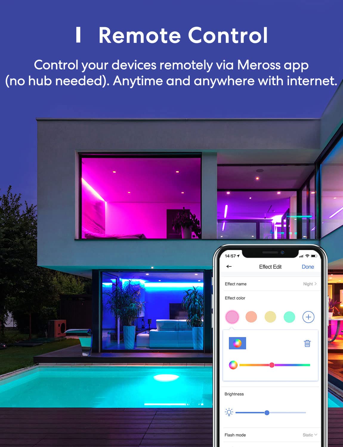 meross Smart LED Strip Lights, 16.4ft RGB WiFi LED Strip Compatible with Apple HomeKit, Alexa, Google Home and SmartThings, Warm and Cool White