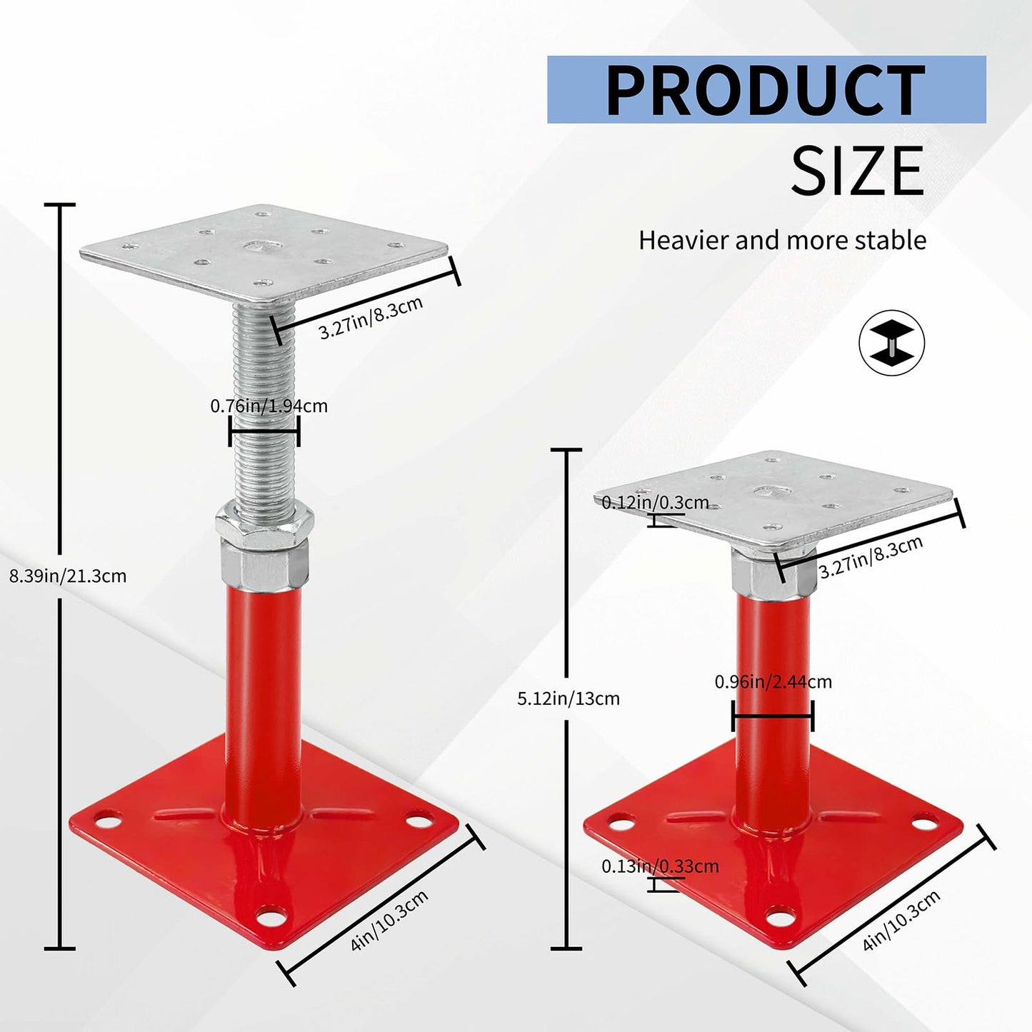 4-Pack Adjustable Floor Jacks – Heavy-Duty House Jack Posts for Leveling and Support, 5” to 8” Screw Jack Lift for Floors and Joists