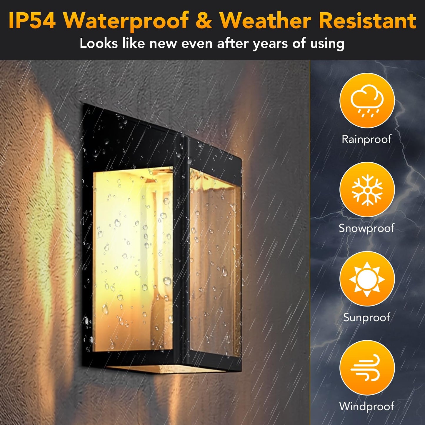 Solar Wall Light Outdoor, 4 Pack Solar Fence Lights with Auto On/Off, Waterproof, Dusk to Dawn Porch Lights Fixture for Wall Patio Porch Hallway Stairs Backyard Entryway Front Door, Warm White