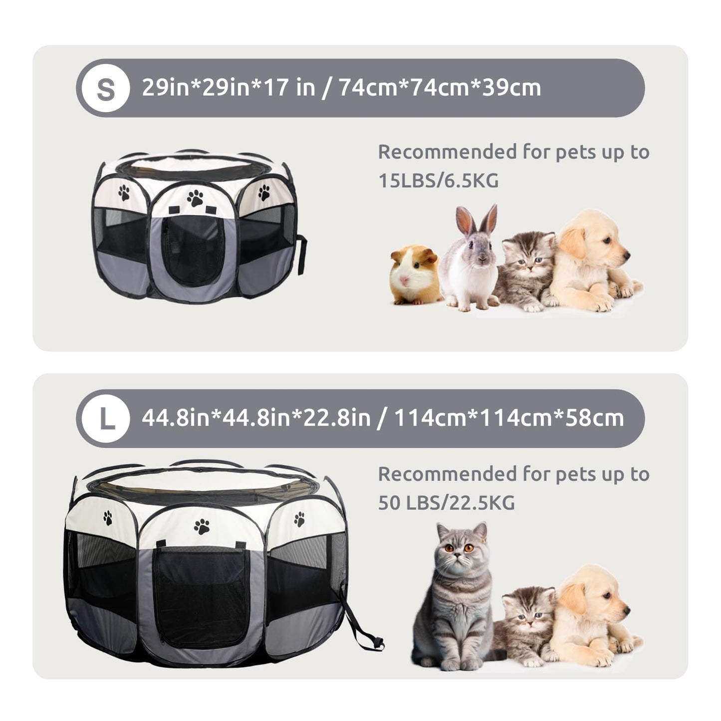 SENCONE Portable Pet Playpen, Dog Playpen Foldable Pet Exercise Pen Tents Cat House Playground for Puppy Kitten Indoor Outdoor Travel Camping Use