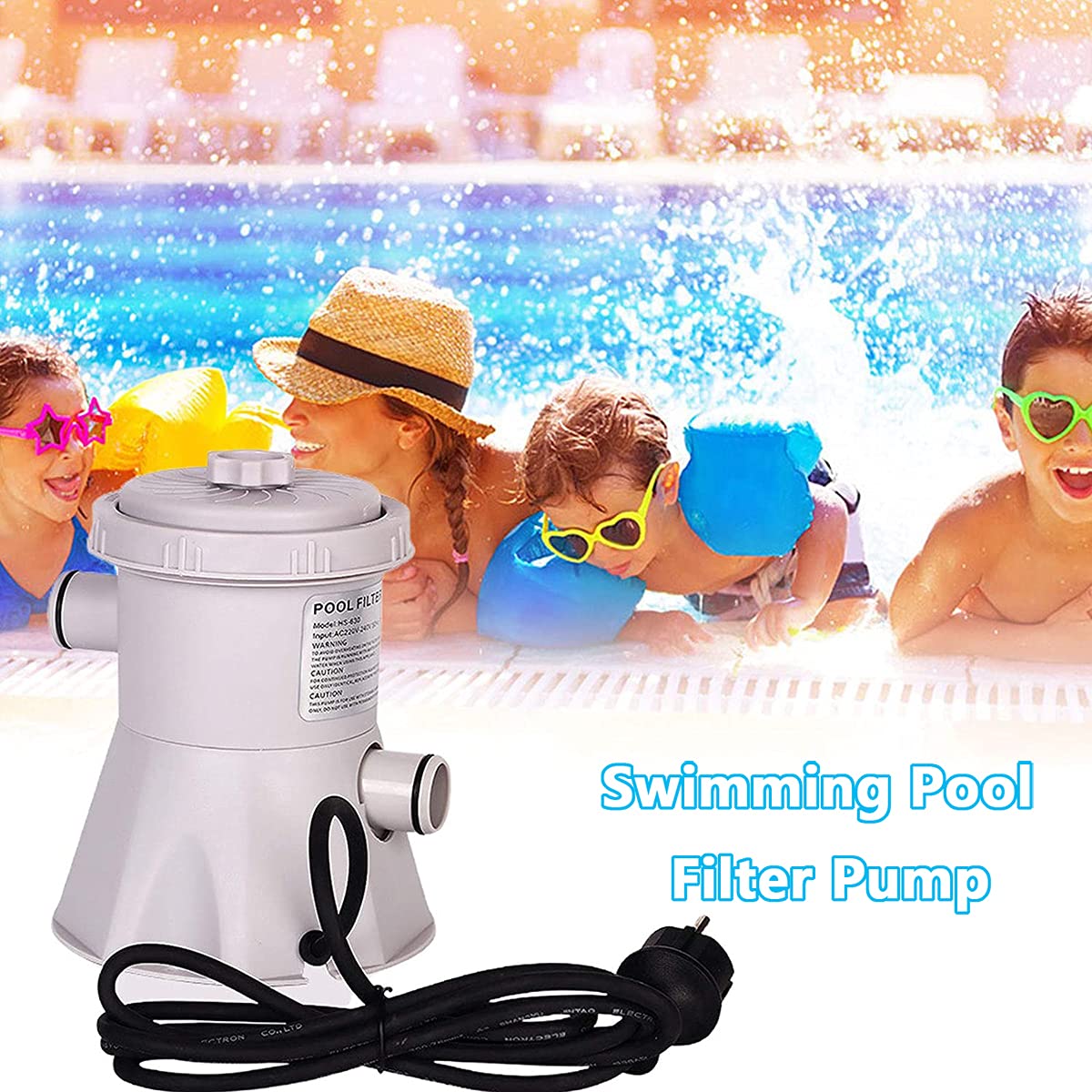 Mugxnem Swimming Pool Filter Pump - 300 GPH ElectricPool Filter Pump for Inflatable Pool Easy Set Clear Cartridge Filter Pump for Above Ground Pools