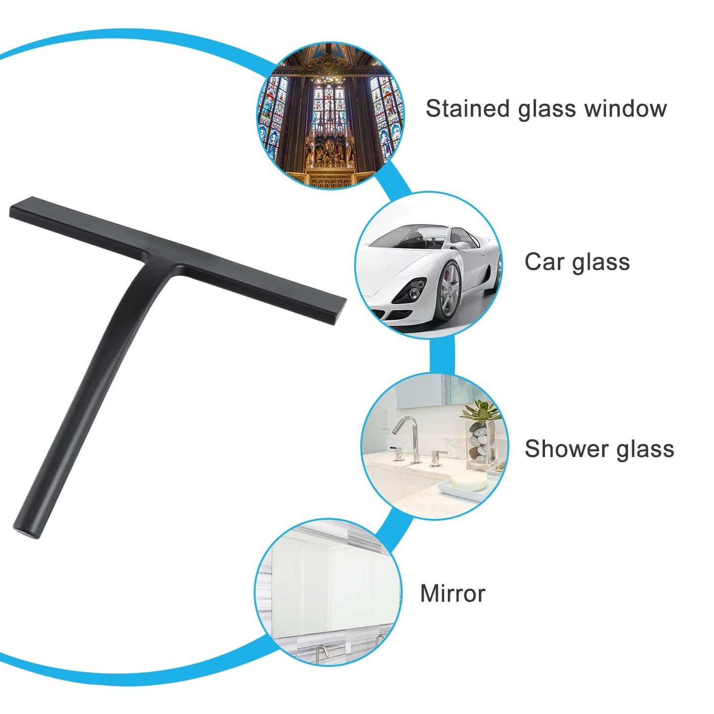 Anlynwooh Shower Squeegee,Matte Black 9-inch,Stainless Steel Core. Streak-Free Cleaning, No Squeak Noises,Silicone Rubber Squeegees for Shower Glass Door, Shower Cleaner,Glass Wiper
