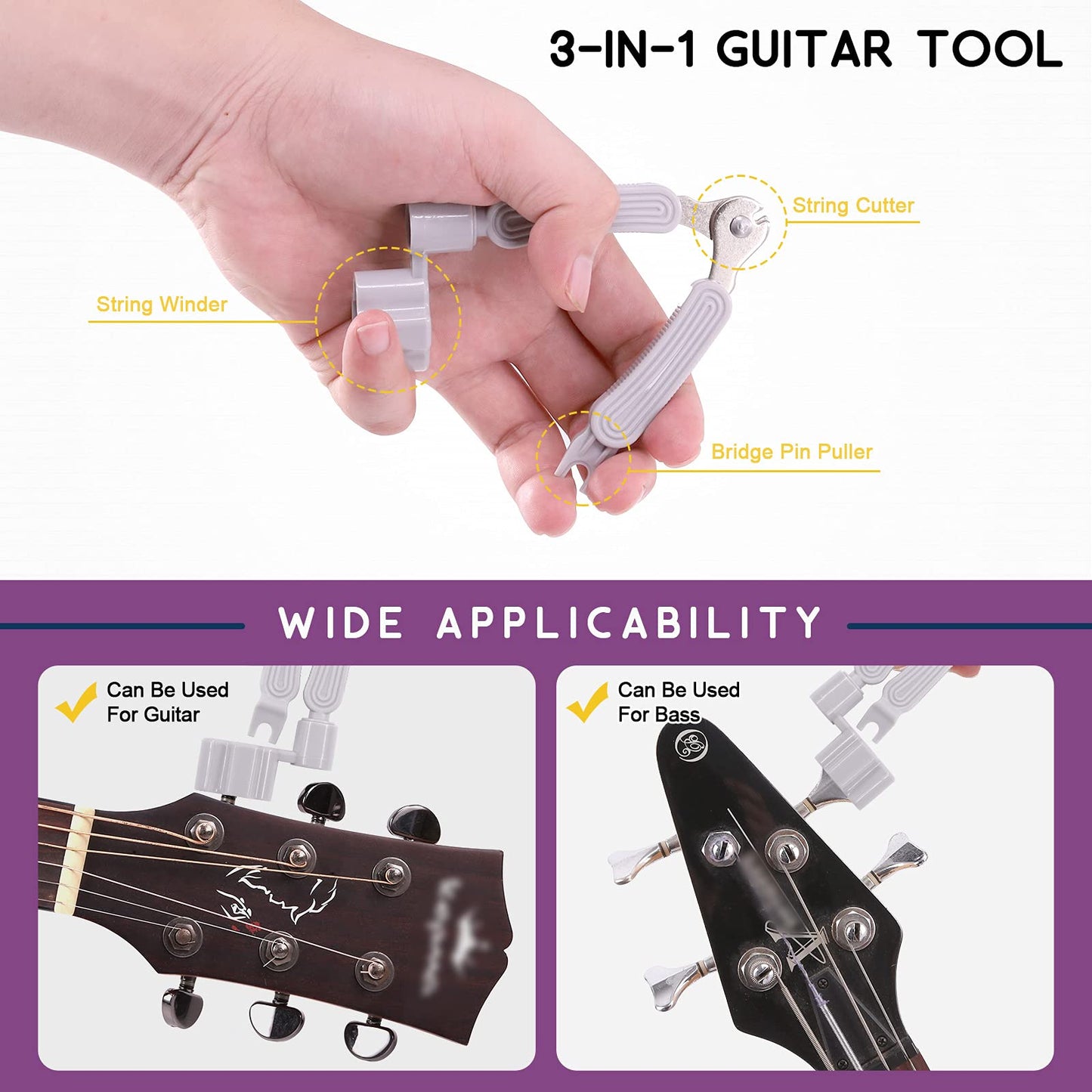 Swpeet 263Pcs Electric Guitar Screw Kit (9 Types) With Springs, String Winder, Screwdriver, Tweezers, 0.75mm Pick for Bridge