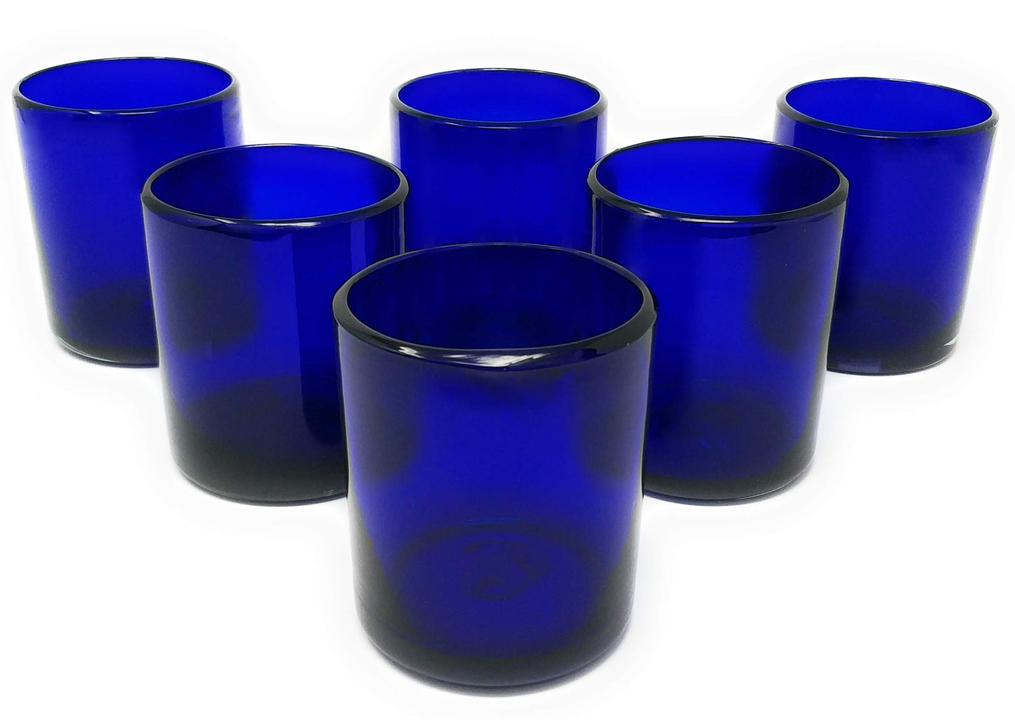 Dos Sueños Hand Blown Mexican Drinking Glasses â€“ Set of 6 Cobalt Tumbler Glasses (10 oz Each)