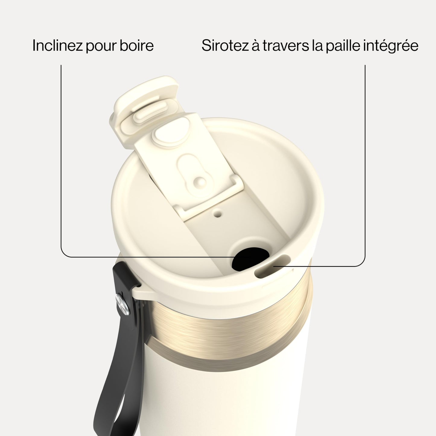 Contigo DualSip Insulated Stainless Steel Water Bottle with 2-Way Lid and Carrying Strap, 24 oz (710 ml), Oatmilk Champagne