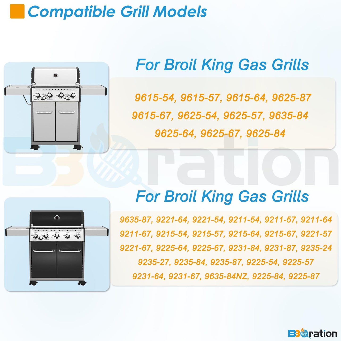 BBQration 15 13/16" Grill Tube-in-Tube Burner Replacement for Broil King 9615-54 9615-57 9615-64 Baron 320 Baron 340 Baron 420, Grill Parts for Broil King BBQ Parts