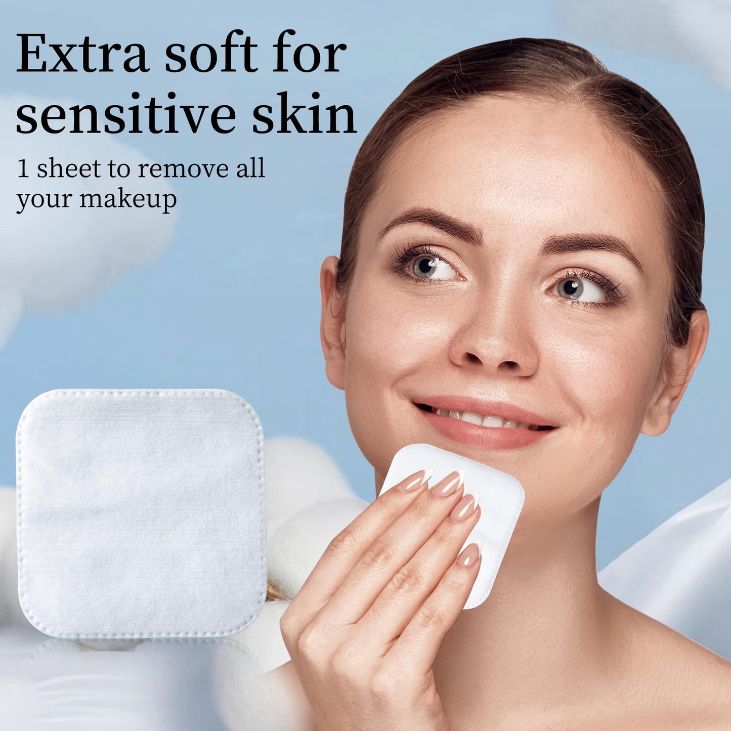 SHINO Natural Square Cotton Pads,800 Ps Biodegradable Pads Makeup Remover Cotton for Sensitive Skin - Beauty, Personal Care, Baby Care Daily Cosmetics (Pack of 8)