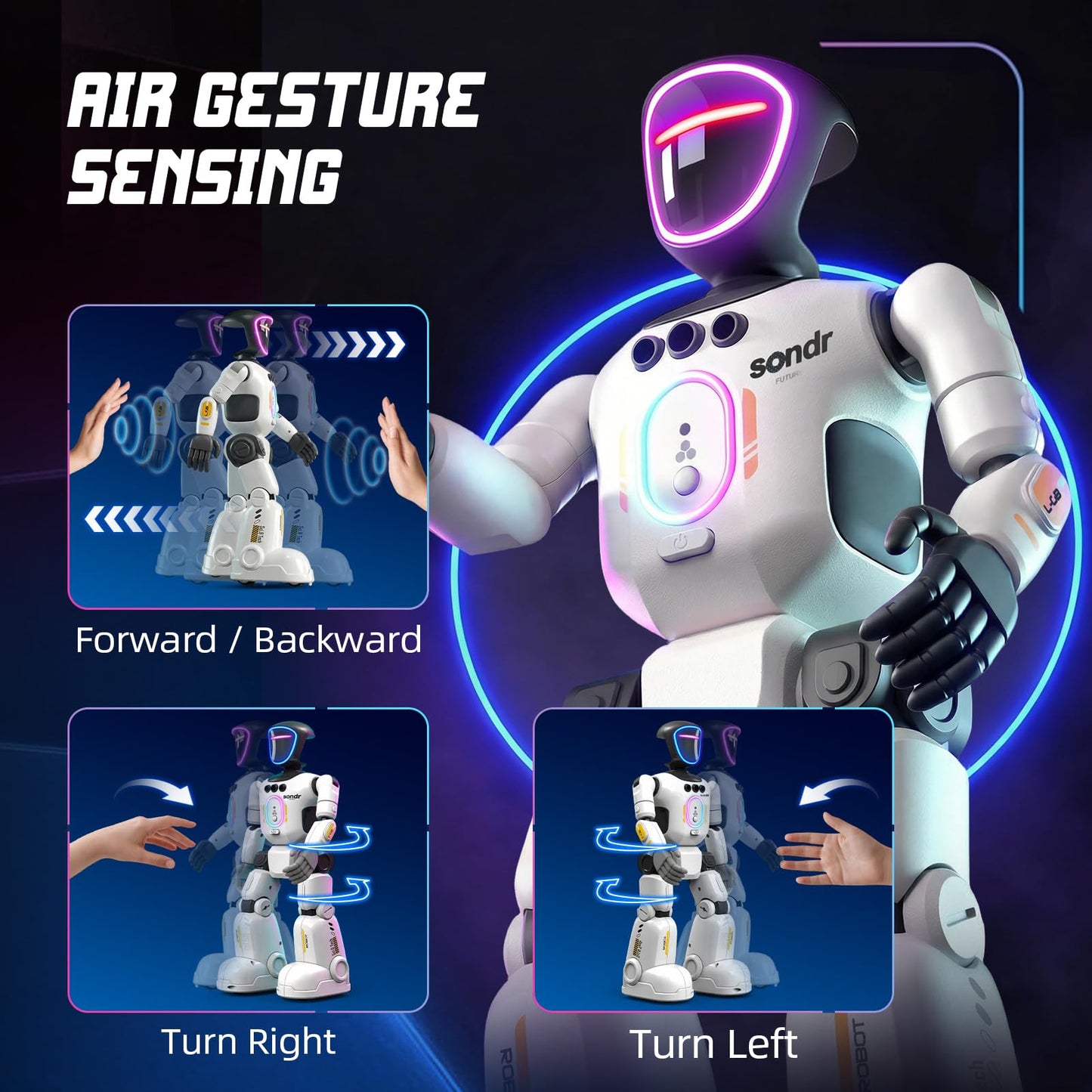 Robot Toy for Kids, Voice Recording&Playback Remote Control Robot, LED Faces Interactive Kids Toy with Gesture Sensing, Music Walking Dancing Birthday Gift for 4 5 6 7 8 9 10 11 12 Year Old Boys Girls