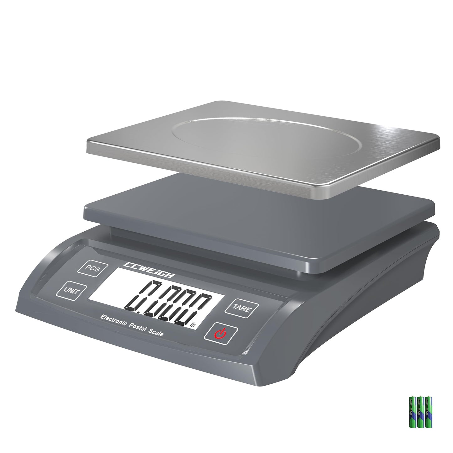 Postal Scale Office Scale Transport Scale 30kg/1g, 66lb with Battery and Stainless Steel Scale Pan, Can Be Used for Home Kitchen, Office, Postal, Transport, Parcel, Supermarket Fruit Scale Gray