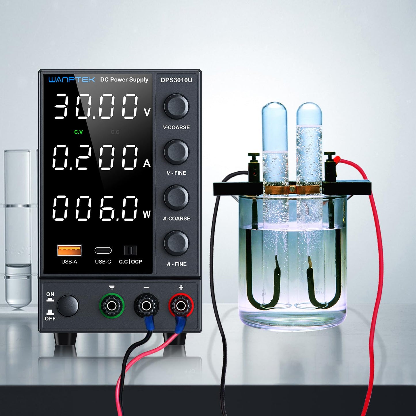 DC Power Supply Variable 0-30V 0-10A, Adjustable Switching Regulated Bench Power Supplies with Encoder Coarse & Fine Knob, 3.6A USB & Type-C Quick-Charge, OCP Overcurrent Protection