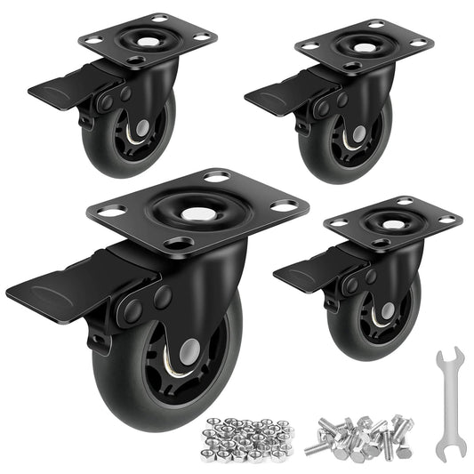 3" Casters Set of 4 ，4 Heavy Duty Quiet Casters, Max Load 2000LBS. Suitable to do Soft Wheels for cart ，Caster Wheels Glide Quietly and Protect The Floor, casters Set of 4 Heavy Duty